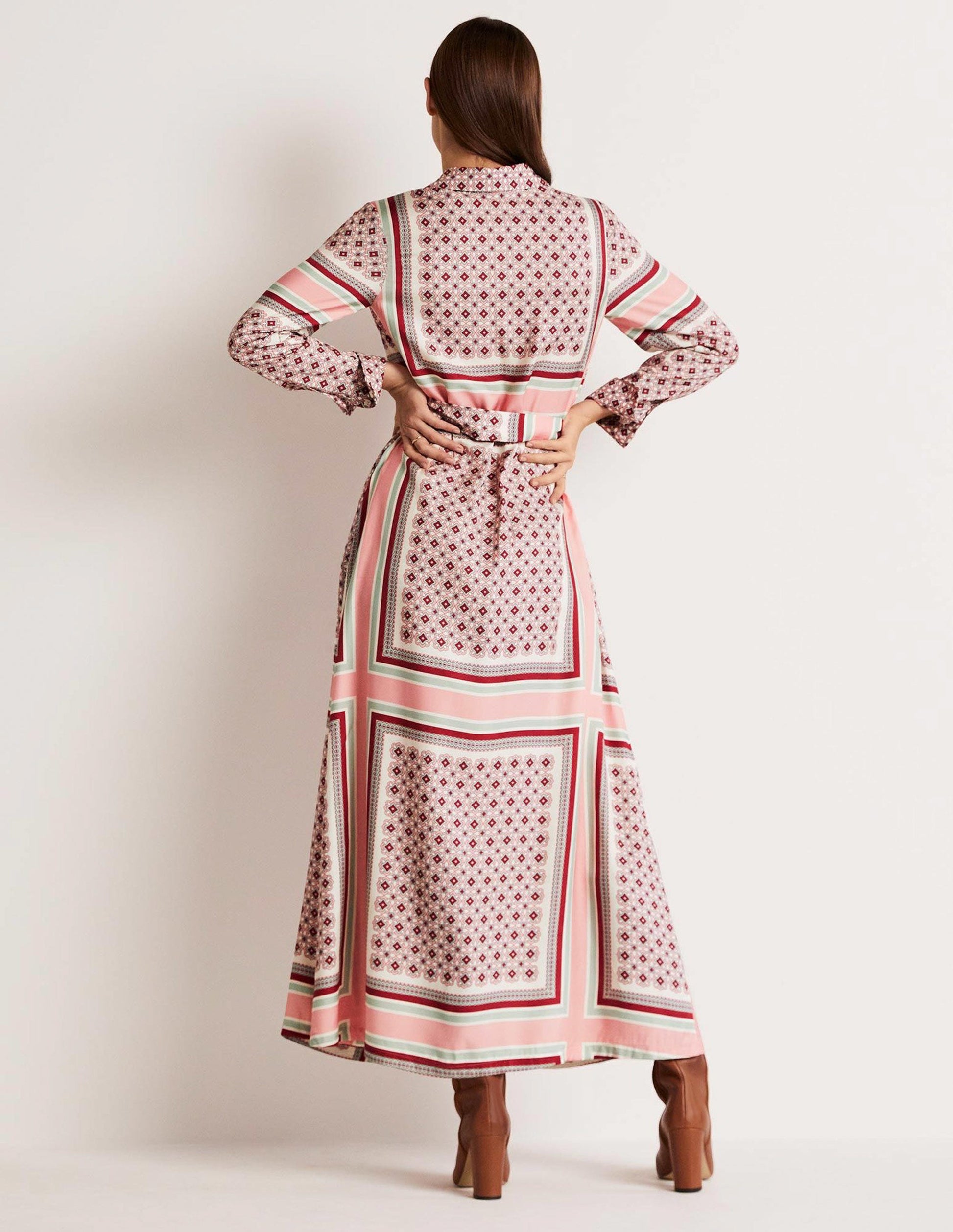 Claudia Maxi Shirt Dress-Almond Pink, Square Geo-3