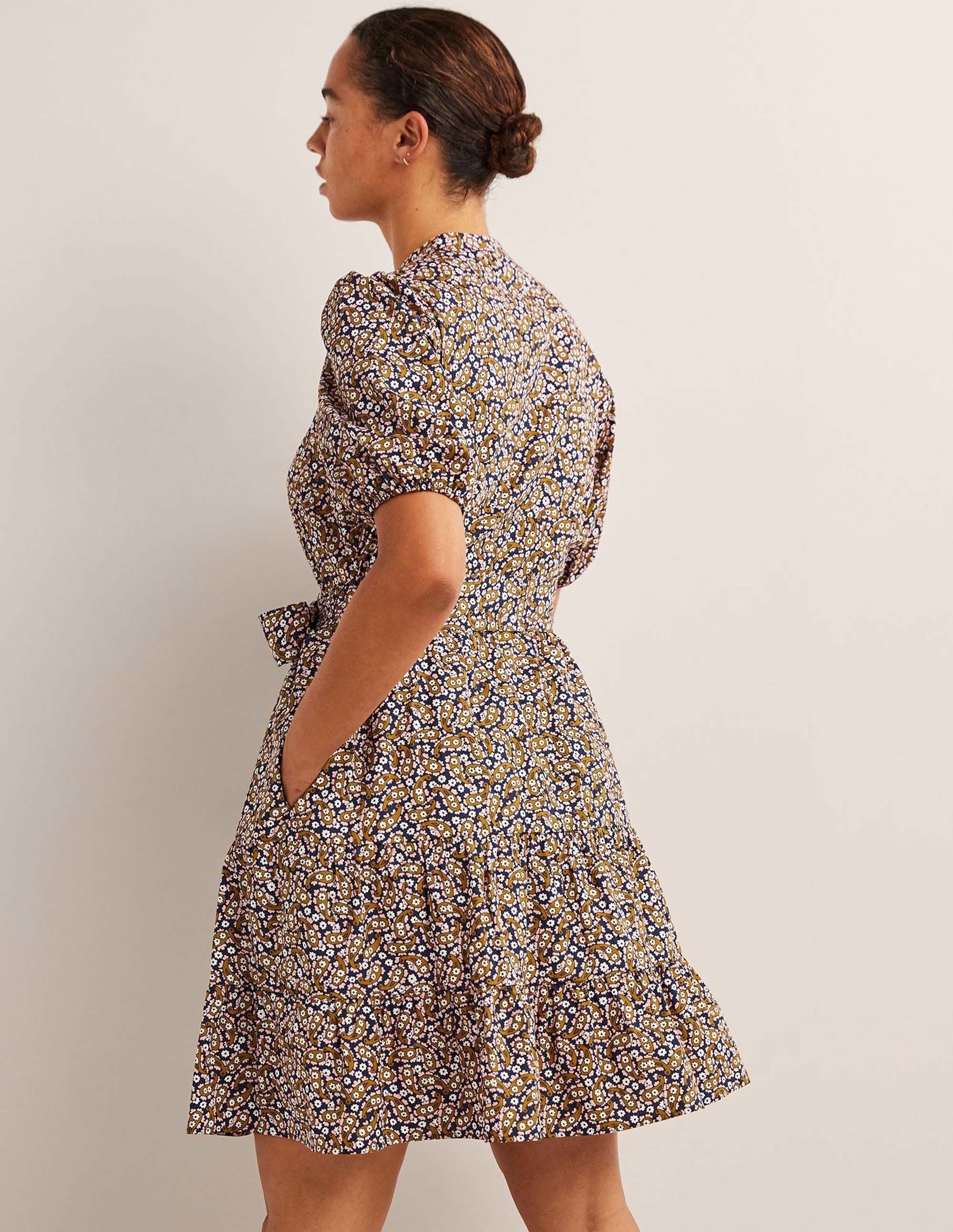 Tiered Shirt Dress-Citronelle, Petal Paisley - Image 3