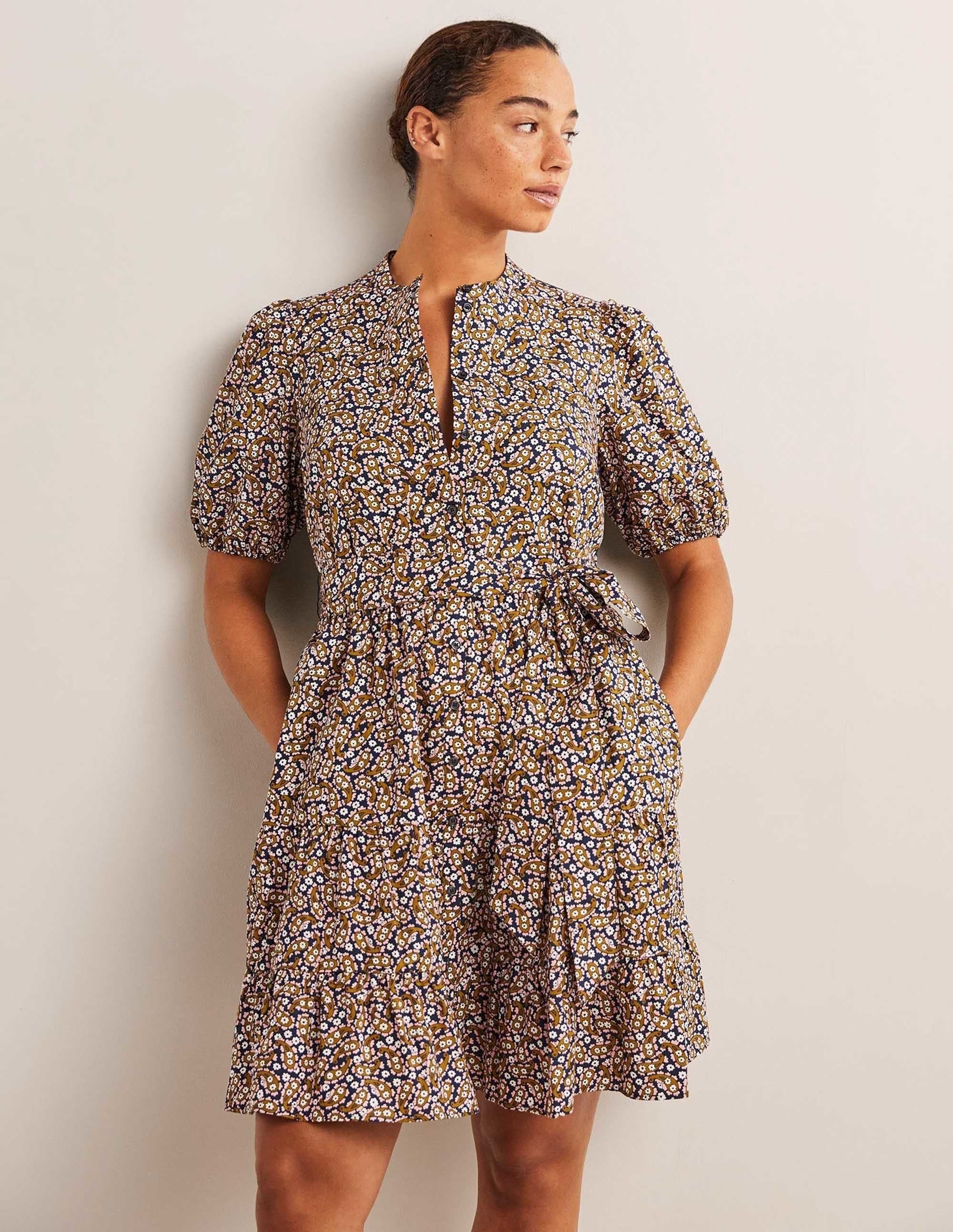 Tiered Shirt Dress-Citronelle, Petal Paisley - Image 4