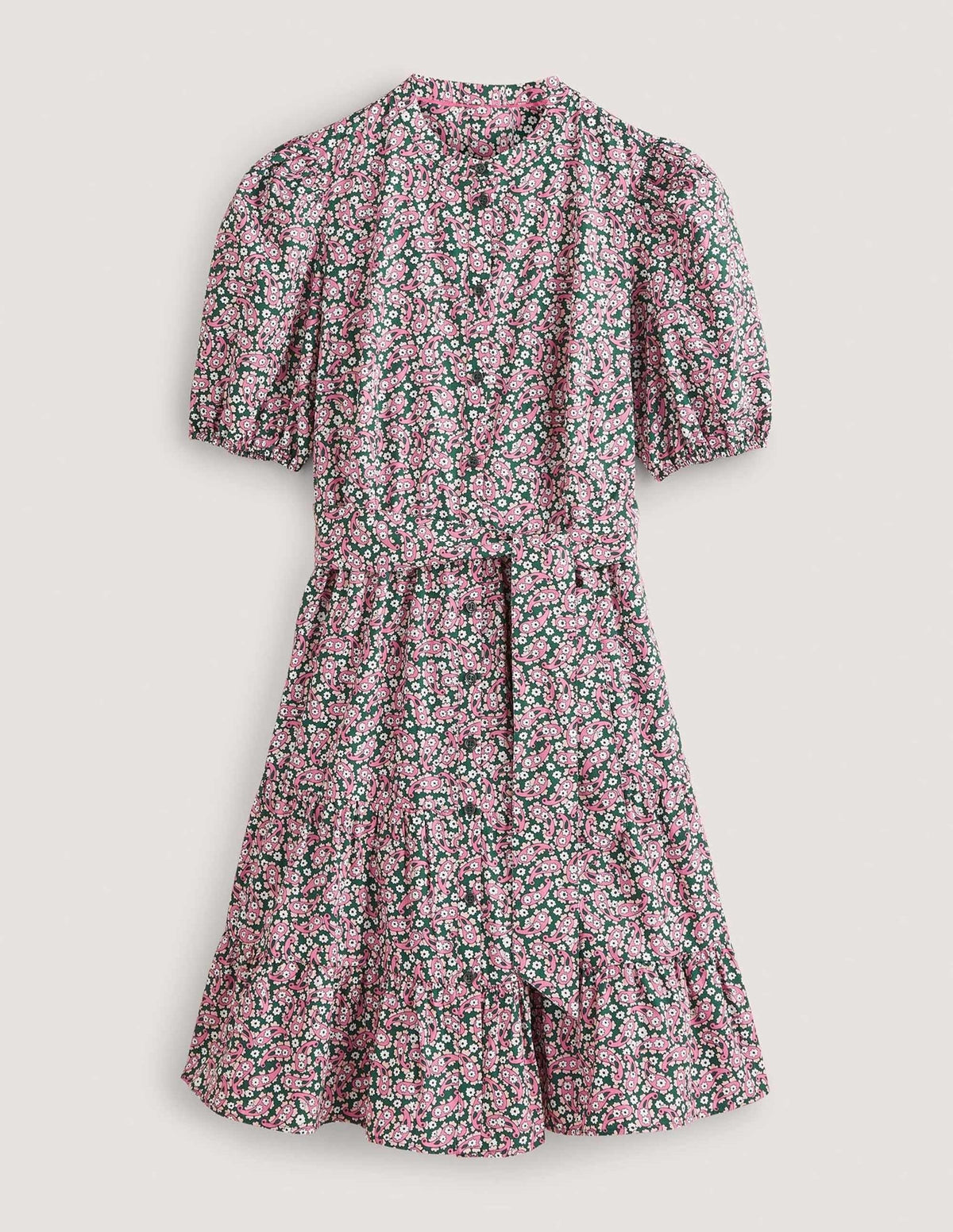 Tiered Shirt Dress-Trekking Green, Petal Paisley - Image 6