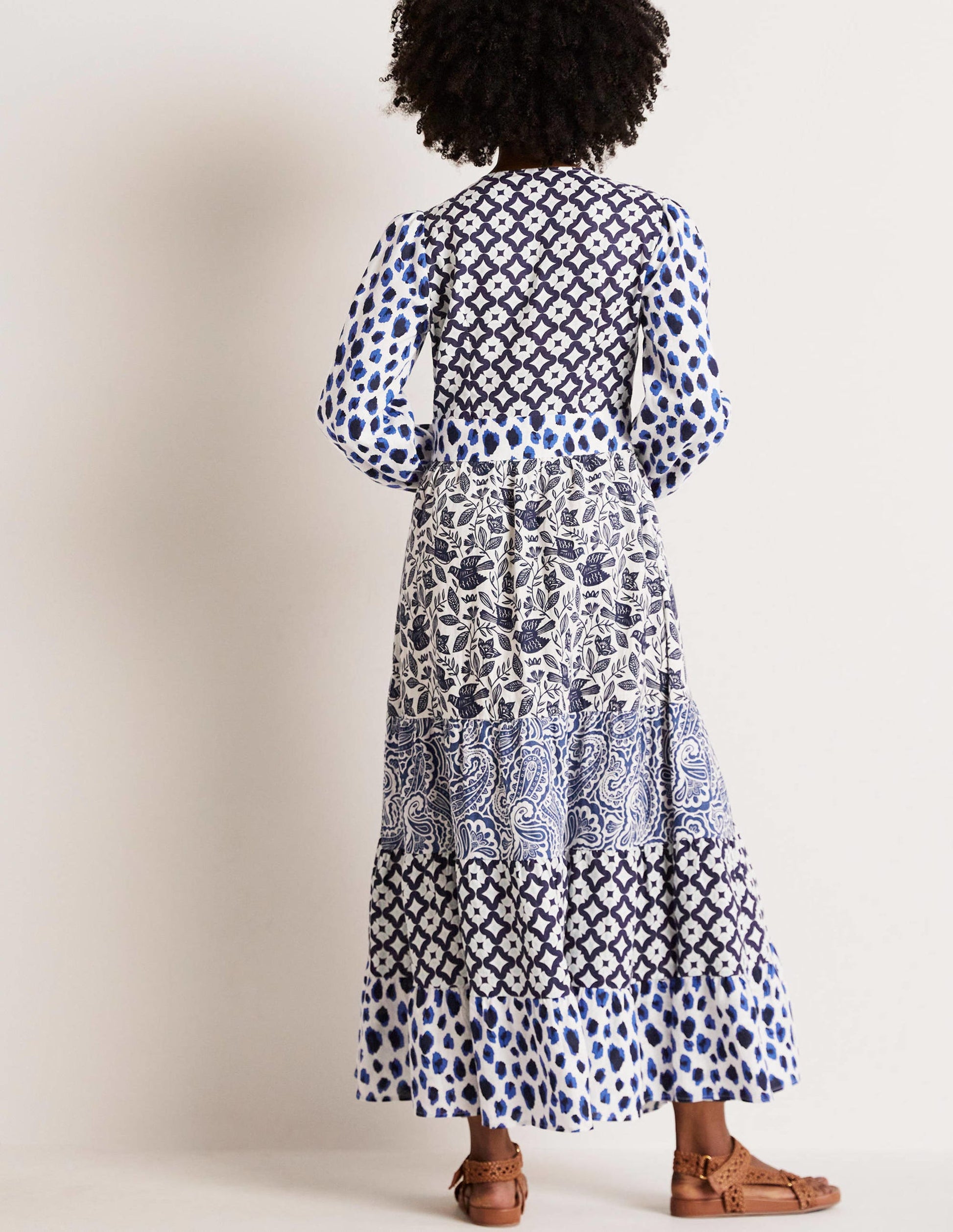Repurposed Tiered Maxi Dress-Blue-8