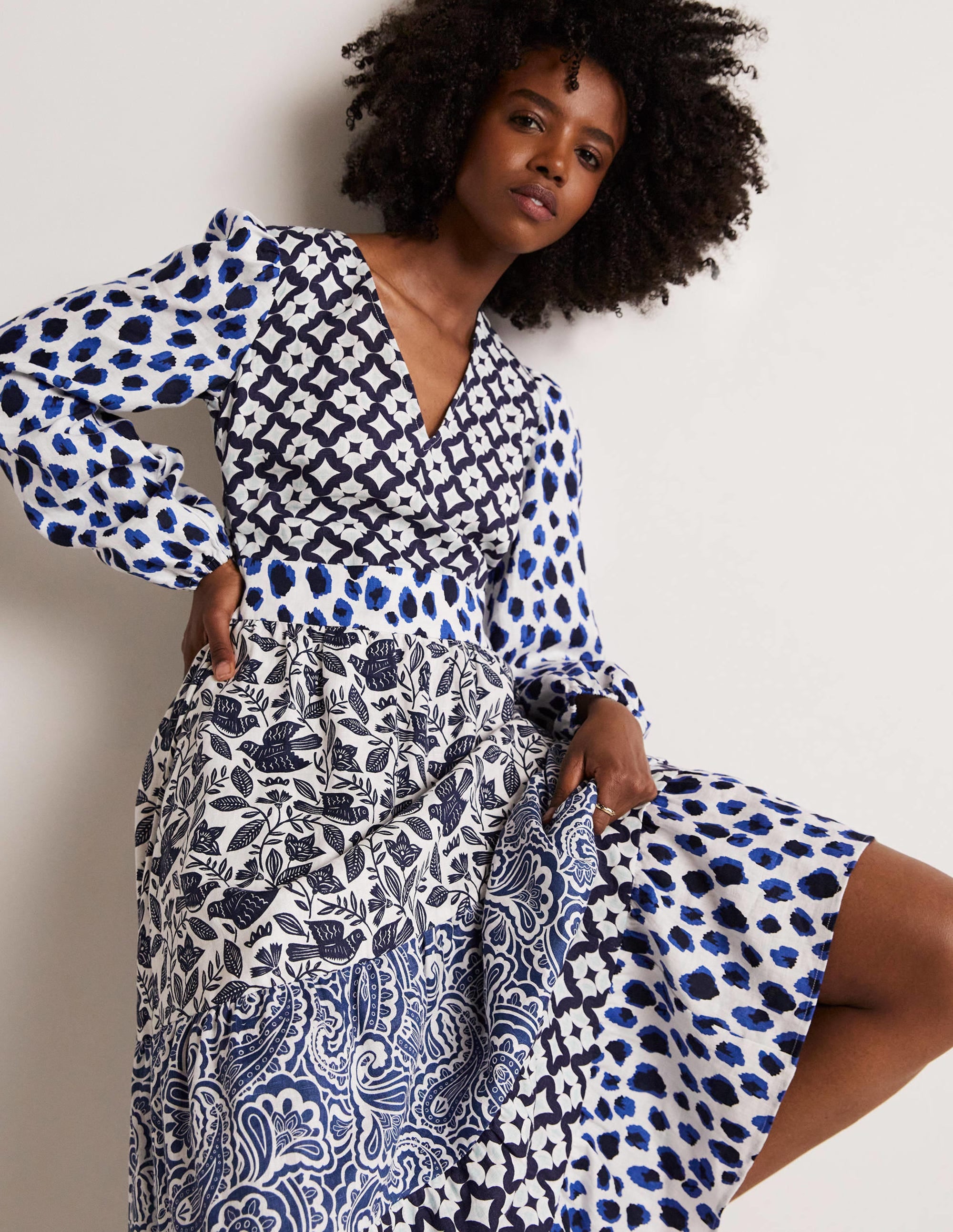 Repurposed Tiered Maxi Dress-Blue - Image 9