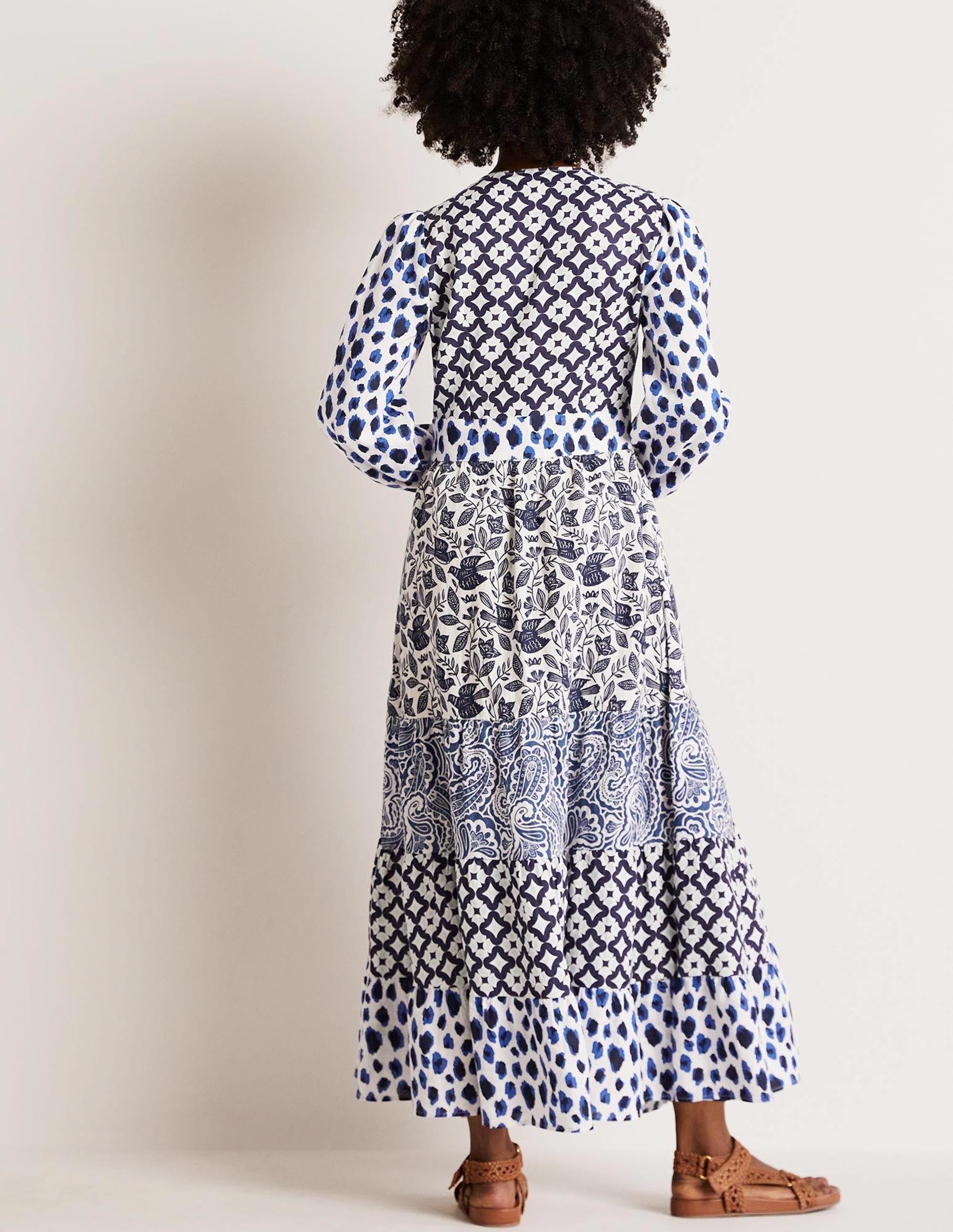 Repurposed Tiered Maxi Dress-Blue - Image 3
