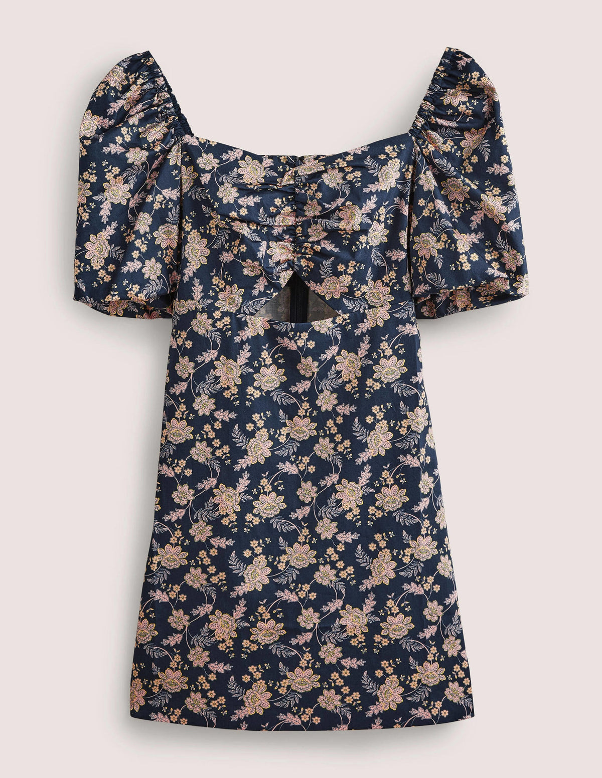 Cut Out Detail Mini Dress-Navy, Chintz Bloom - Image 5