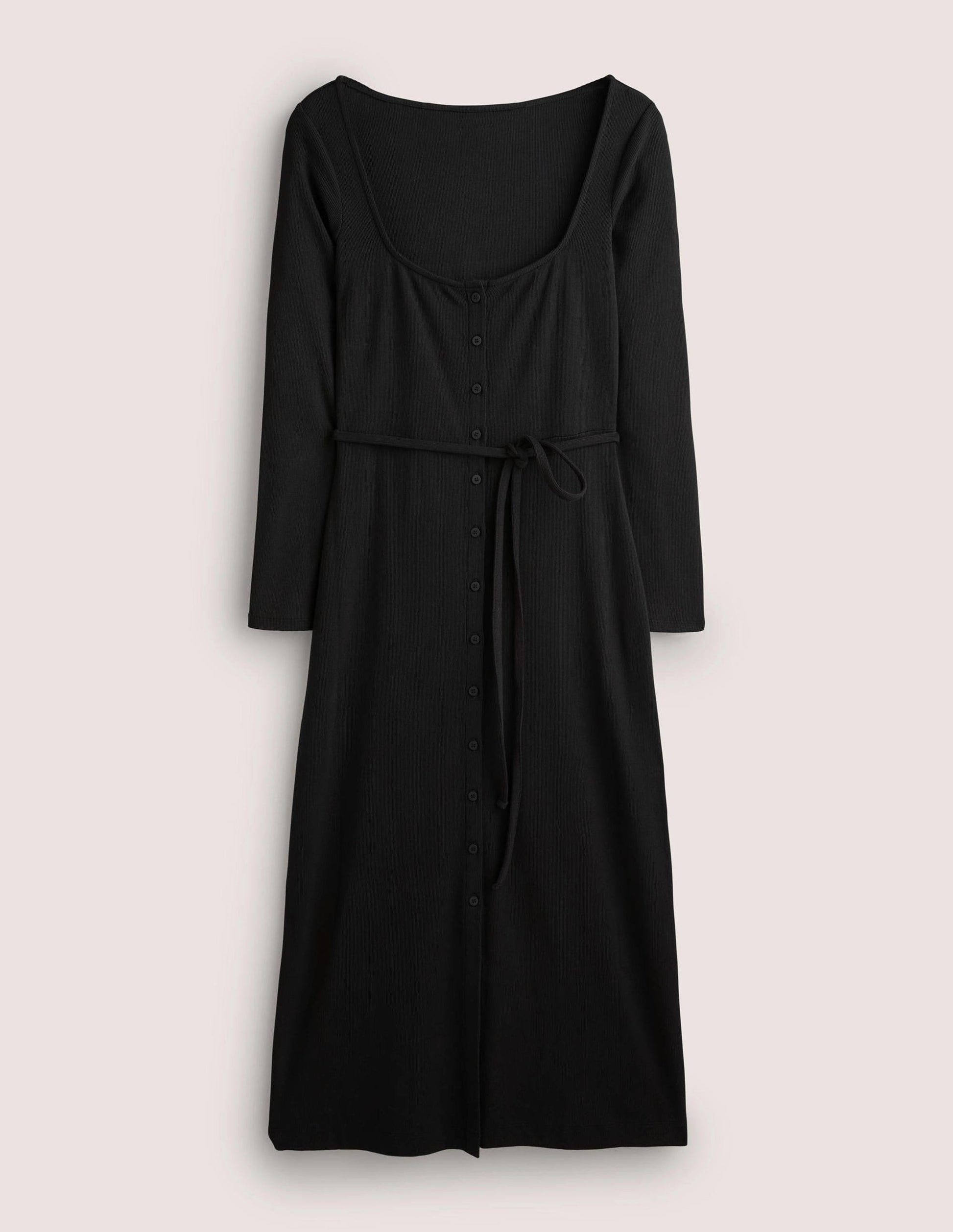 Jersey Rib Midi Dress-Black-7