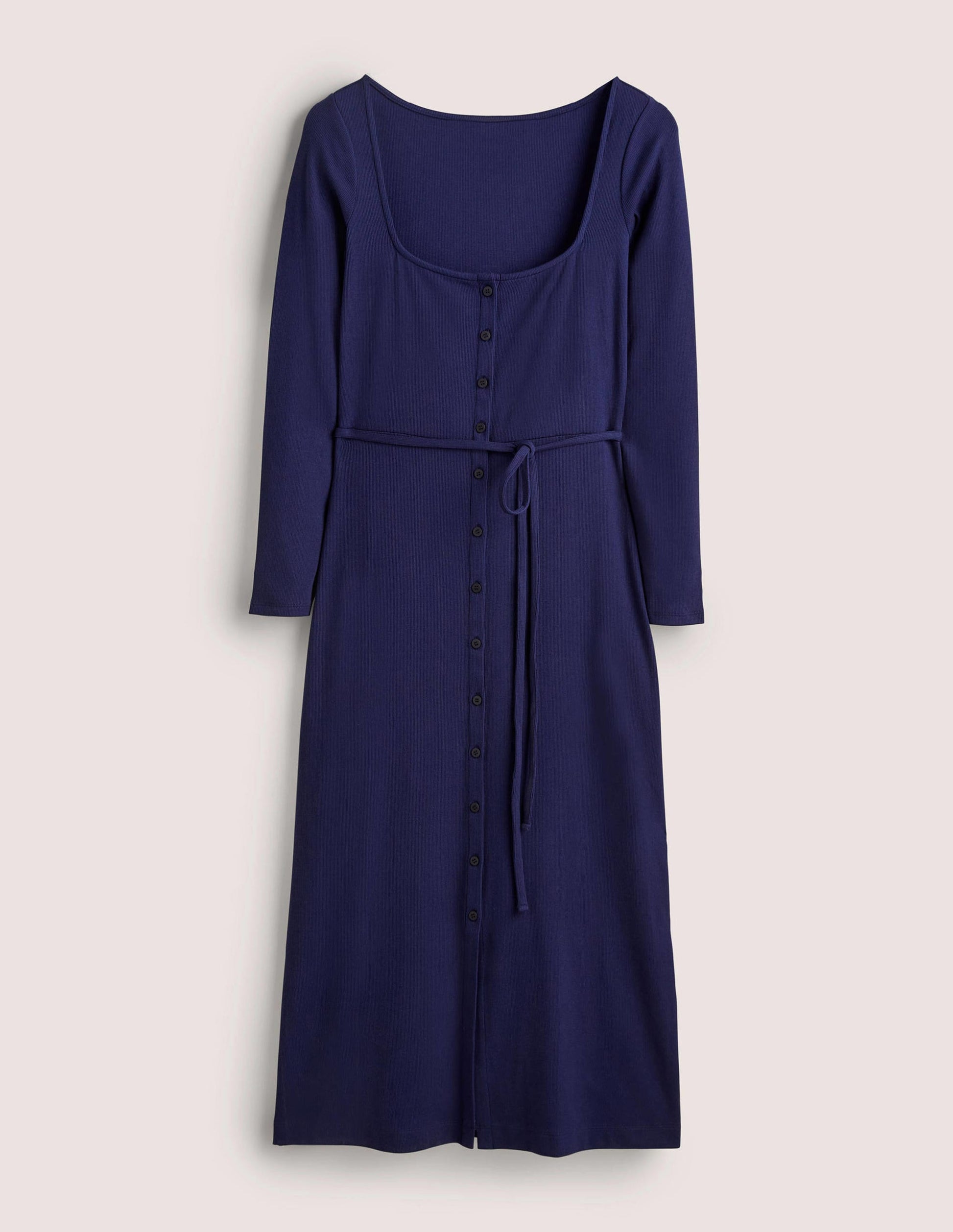 Jersey Rib Midi Dress-Navy-5