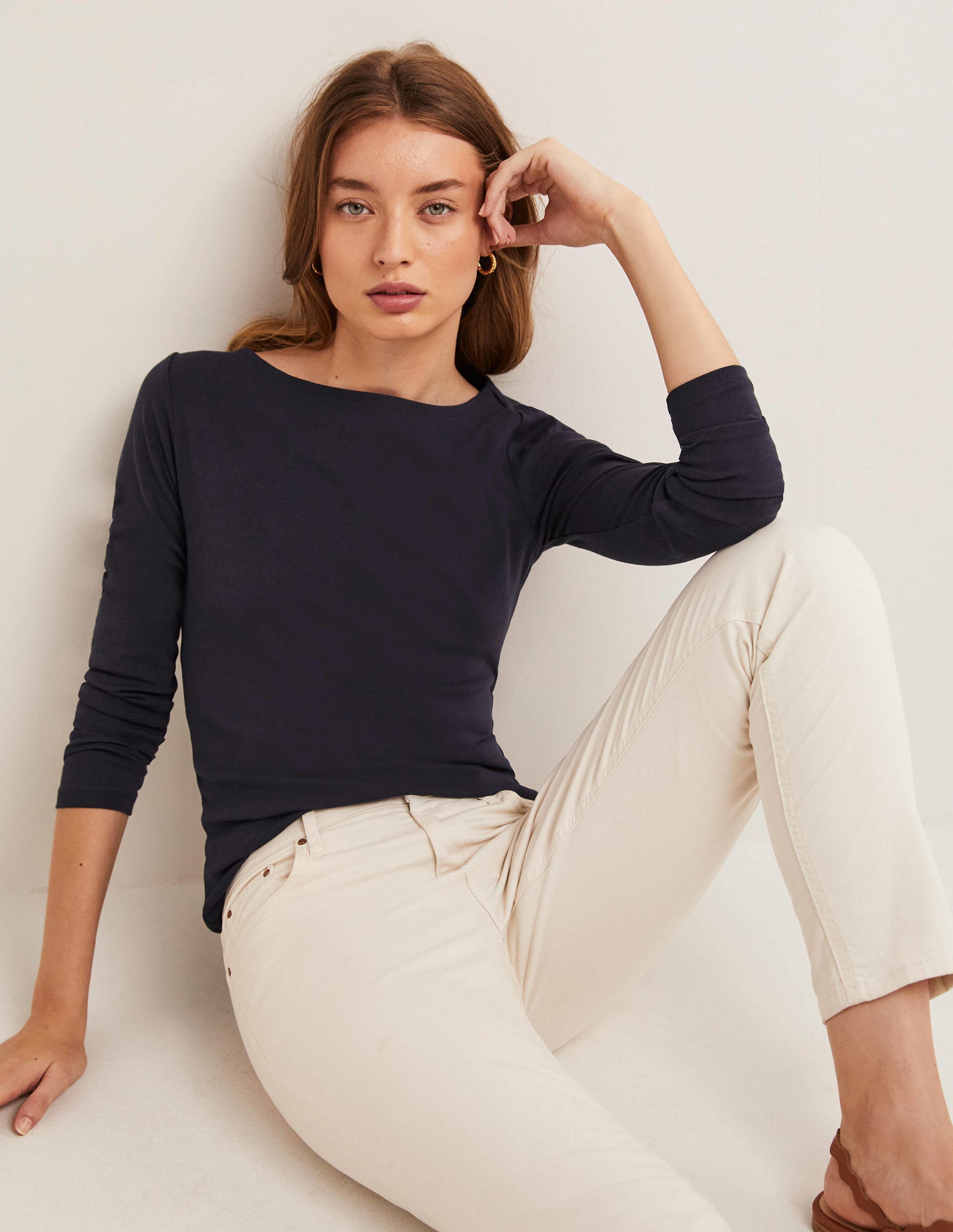 Essential Boatneck Top-Navy - Image 1