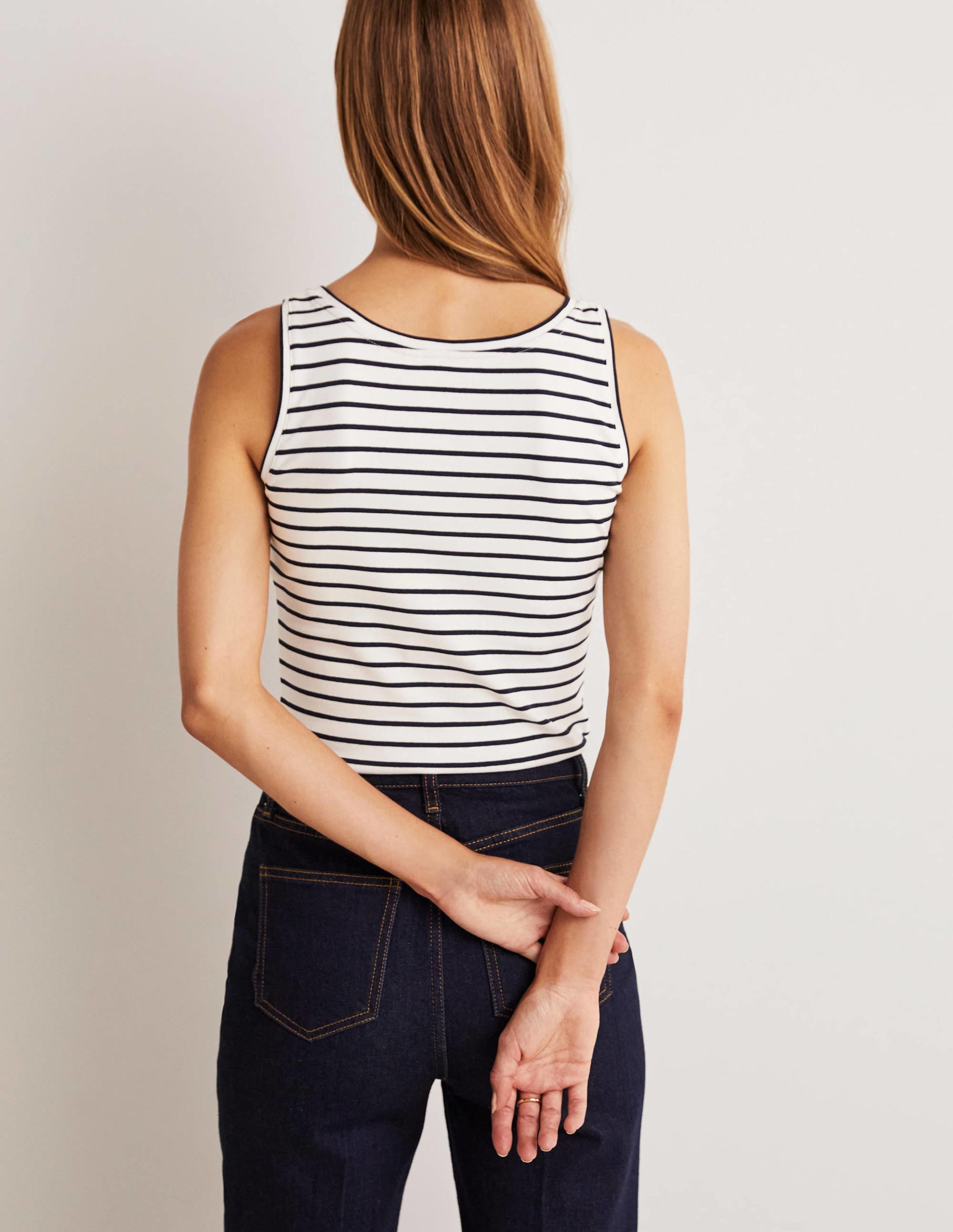 Essential Tank Top-Ivory / Navy Stripe - Image 3