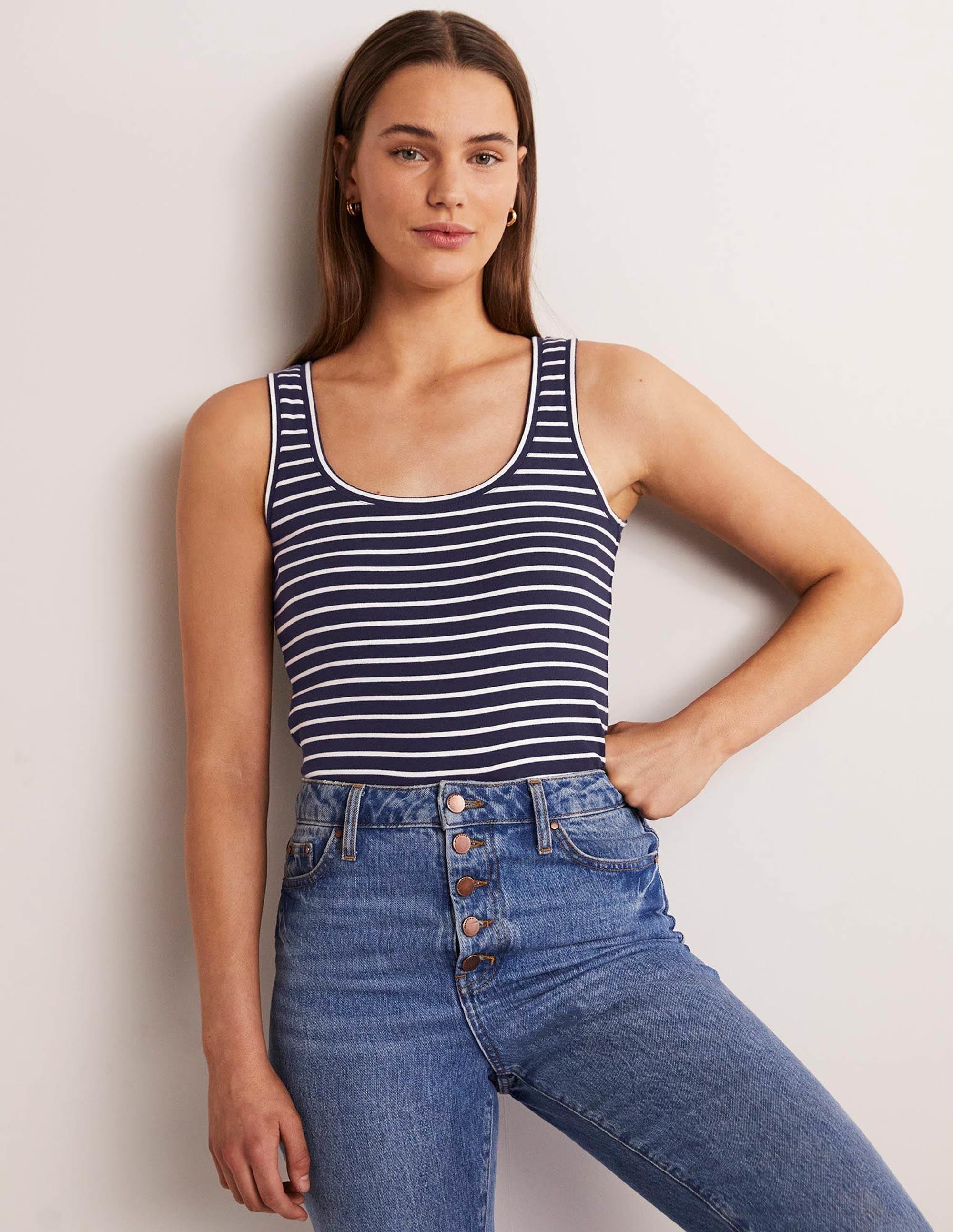 Essential Tank Top-Navy / Ivory Stripe - Image 4