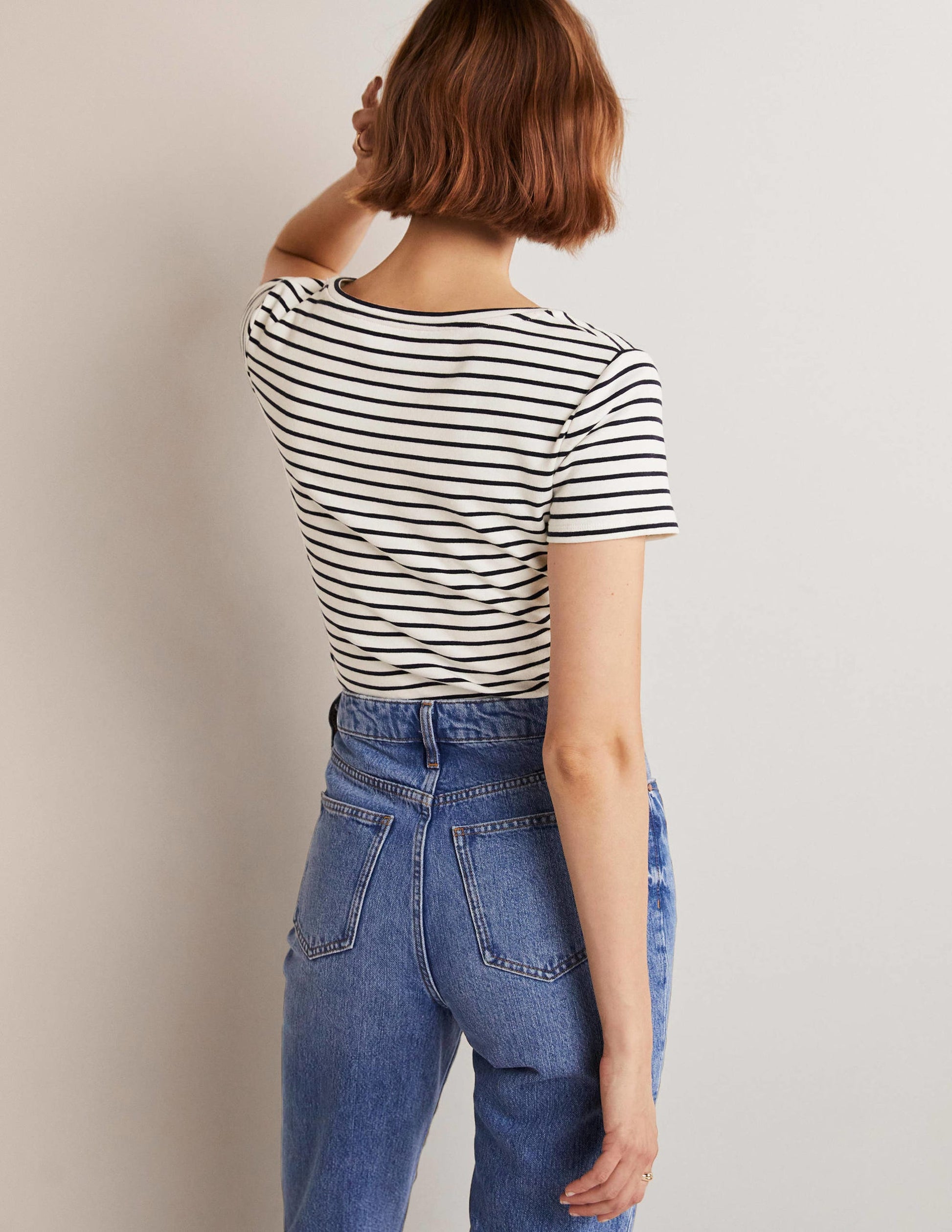 Essential Short Sleeve Tee-Ivory / Navy Stripe-7