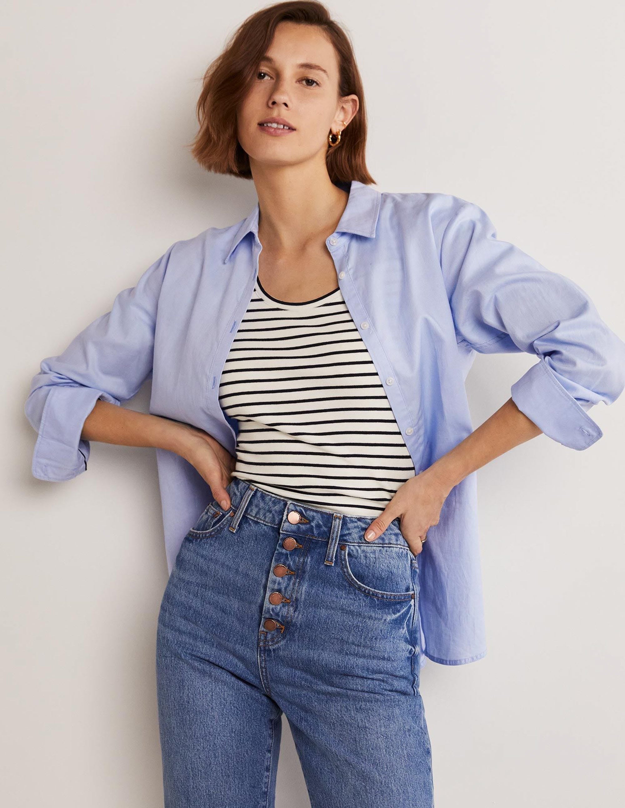 Essential Short Sleeve Tee-Ivory / Navy Stripe - Image 1