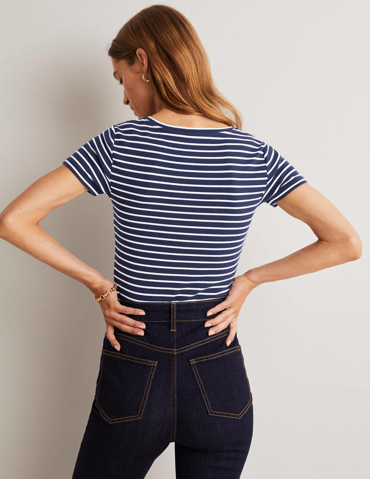 Essential Short Sleeve Tee-Navy / Ivory Stripe - Image 7