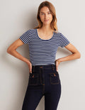 Essential Short Sleeve Tee-Navy / Ivory Stripe