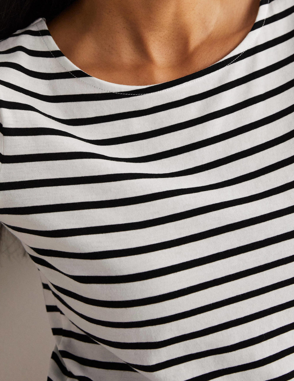 Short Sleeve Breton T-Shirt-Ivory / Black Stripe - Image 2