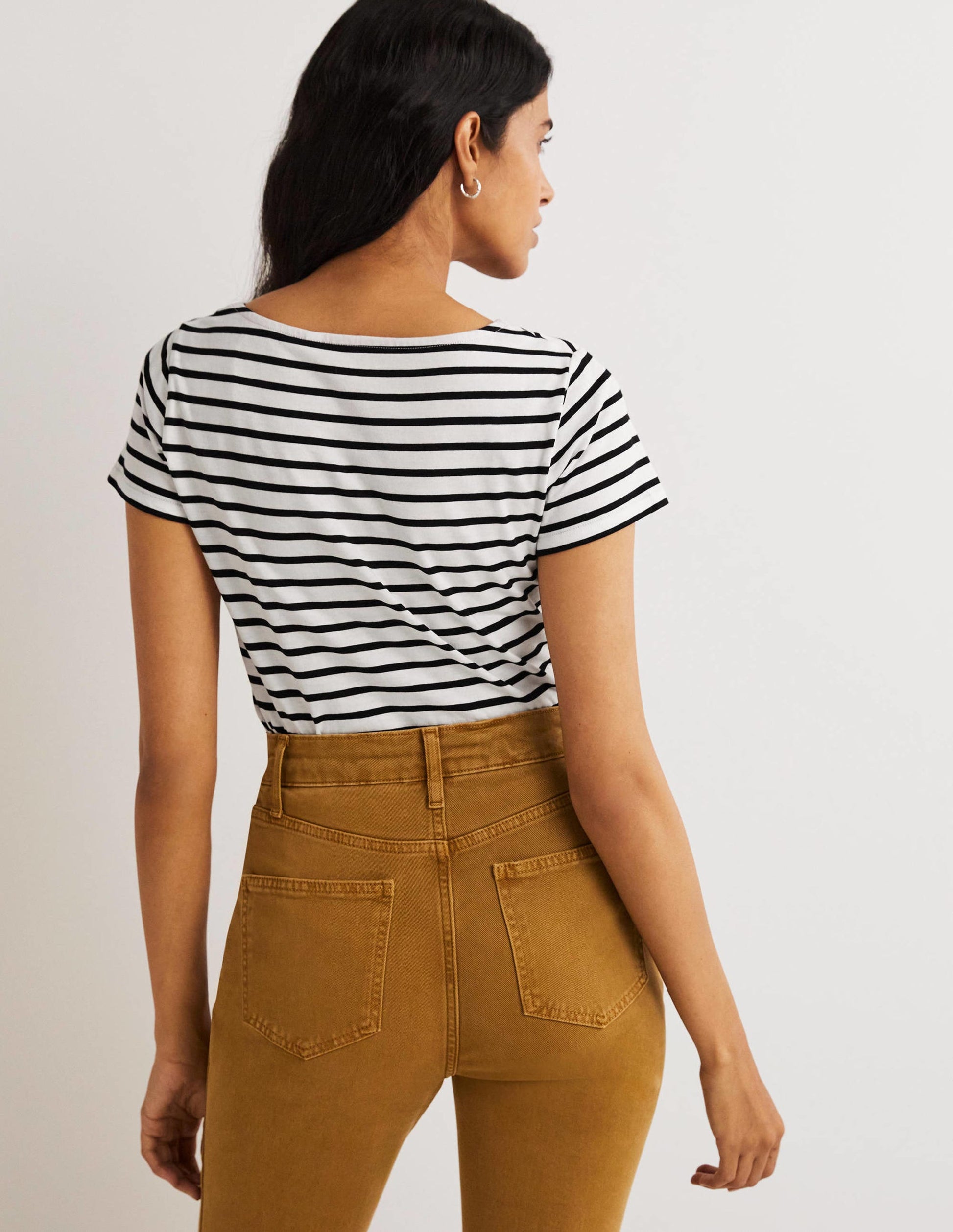 Short Sleeve Breton T-Shirt-Ivory / Black Stripe-3
