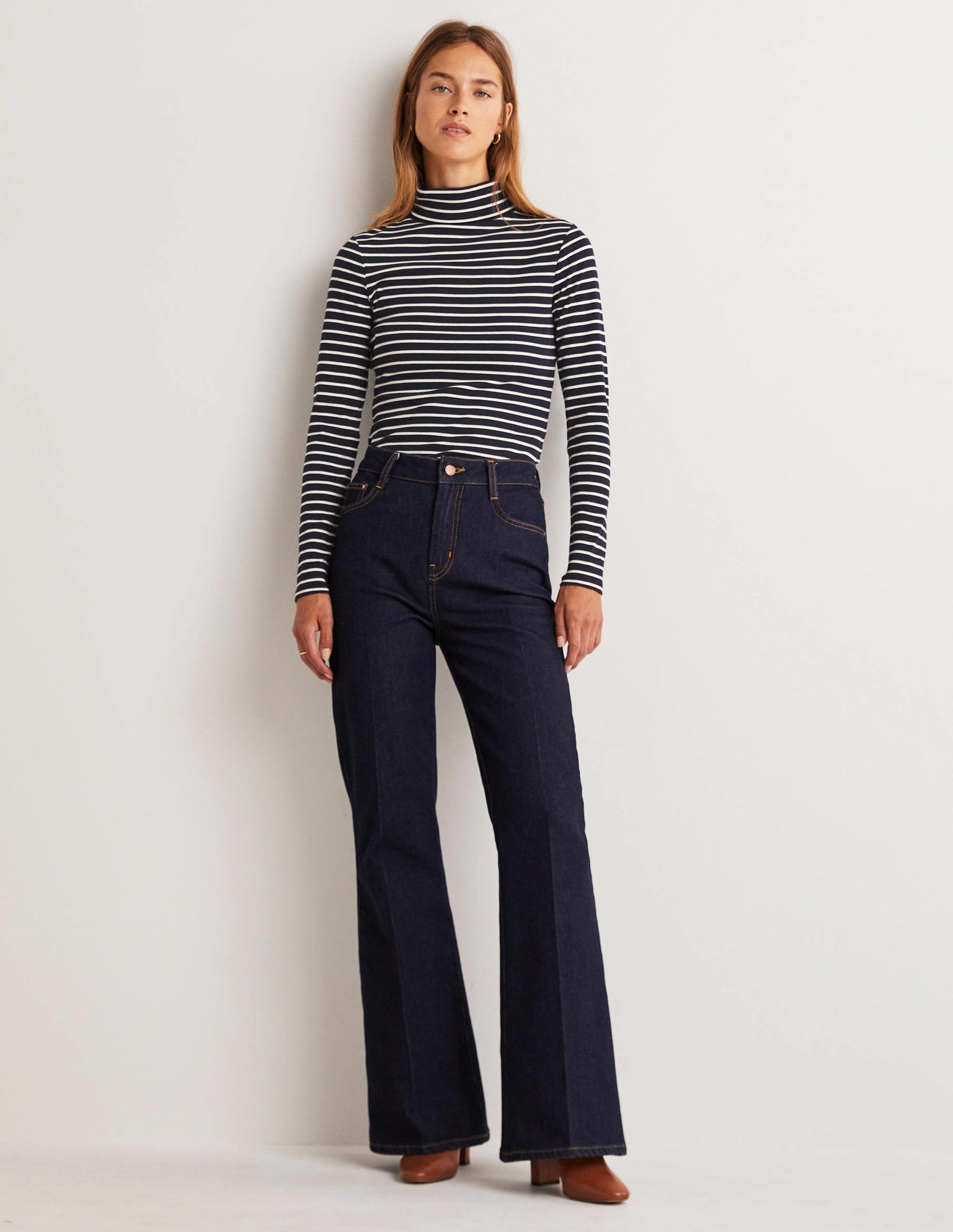 Essential Roll-neck Top-Navy / Ivory Stripe-9