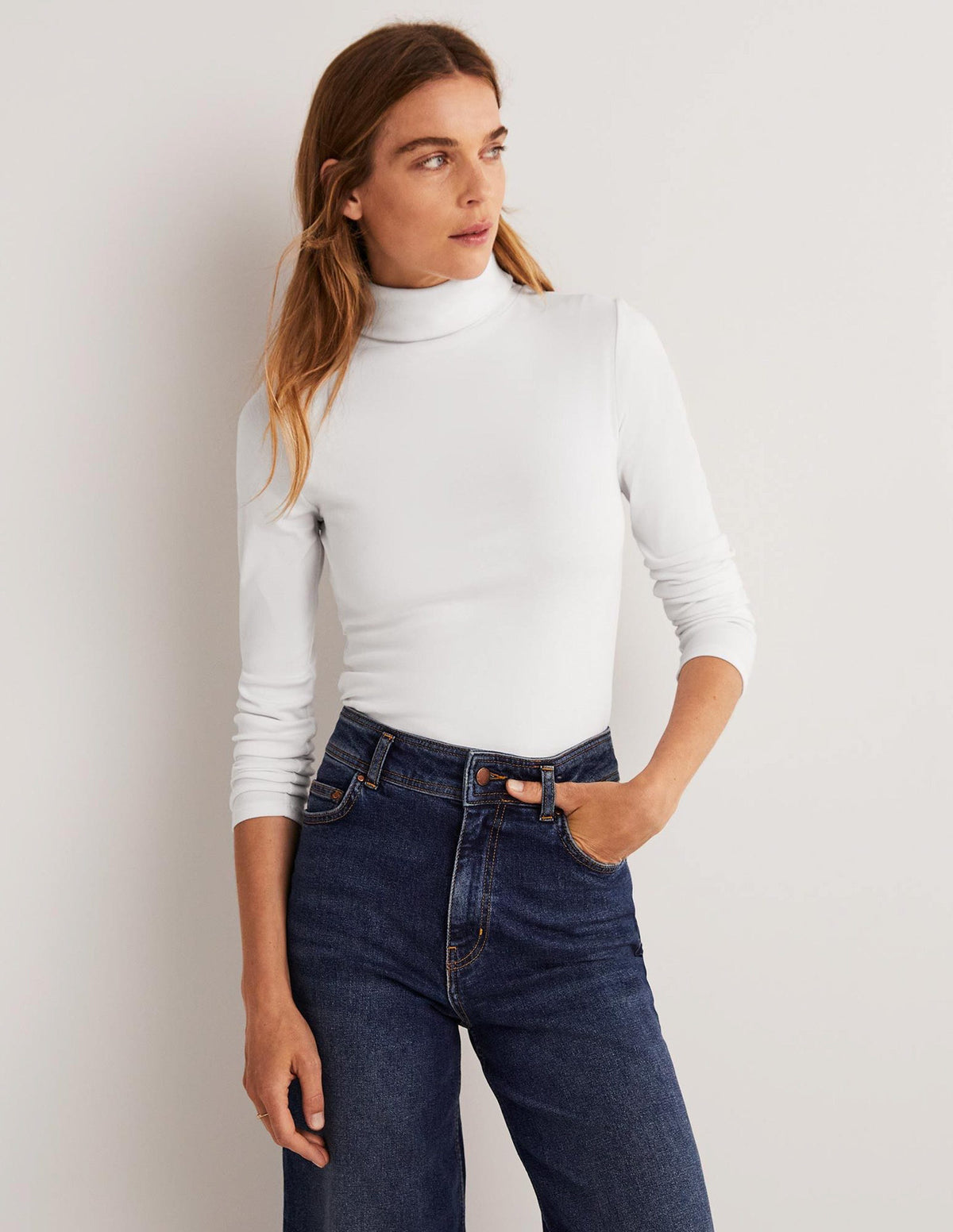 Essential Roll-neck Top-White - Image 1