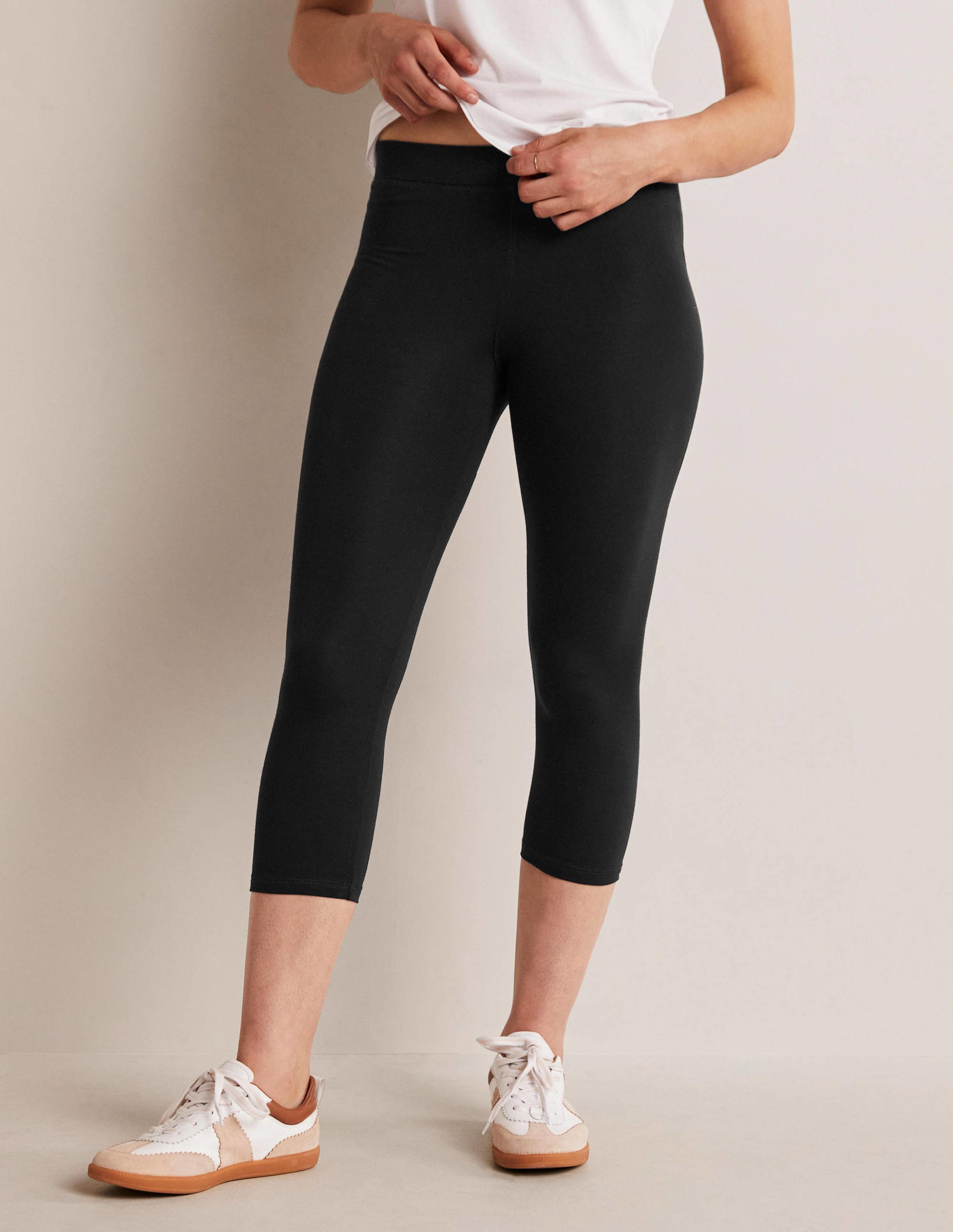 High Rise Crop Jersey Leggings-Black - Image 8