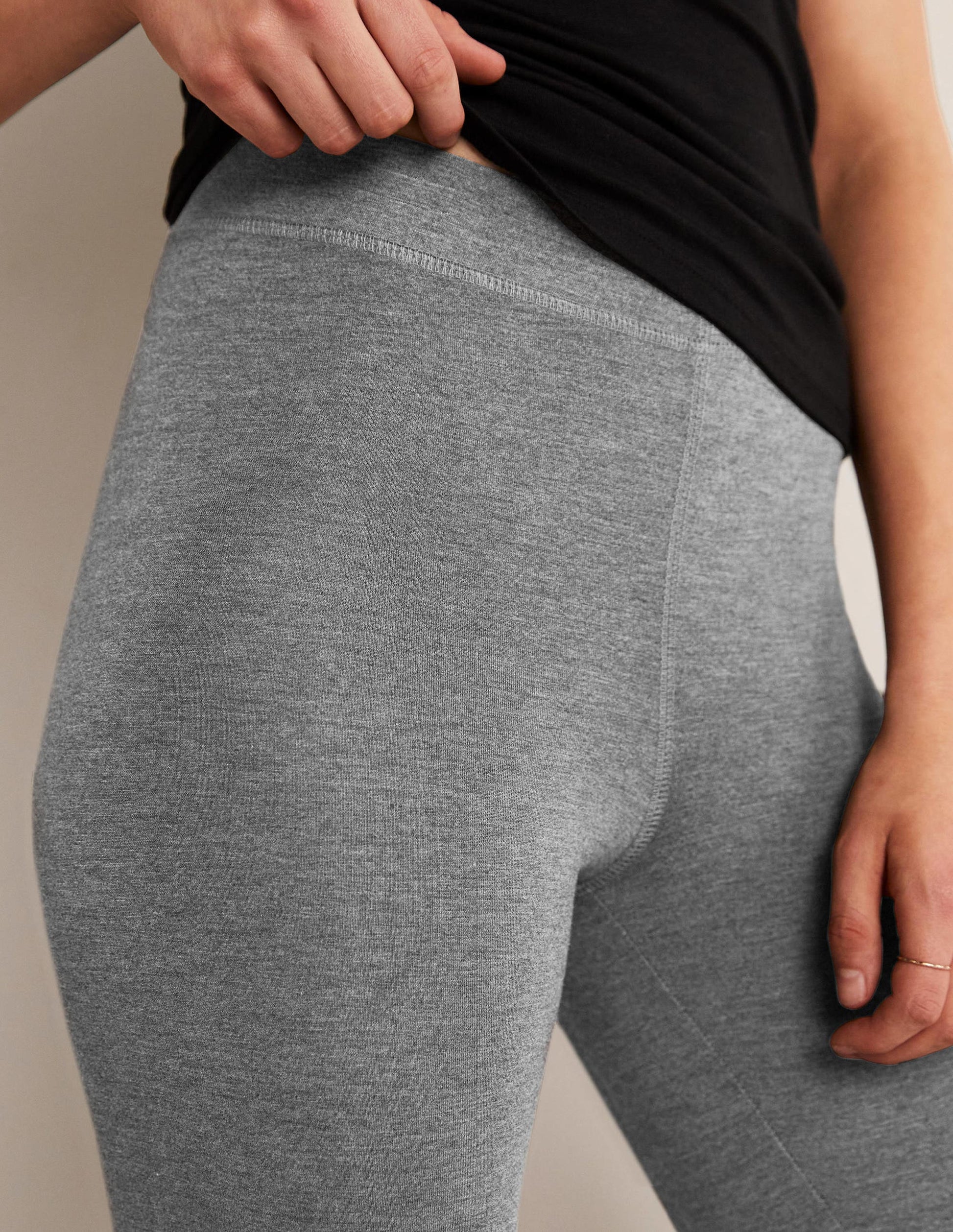 High Rise Crop Jersey Leggings-Charcoal-6