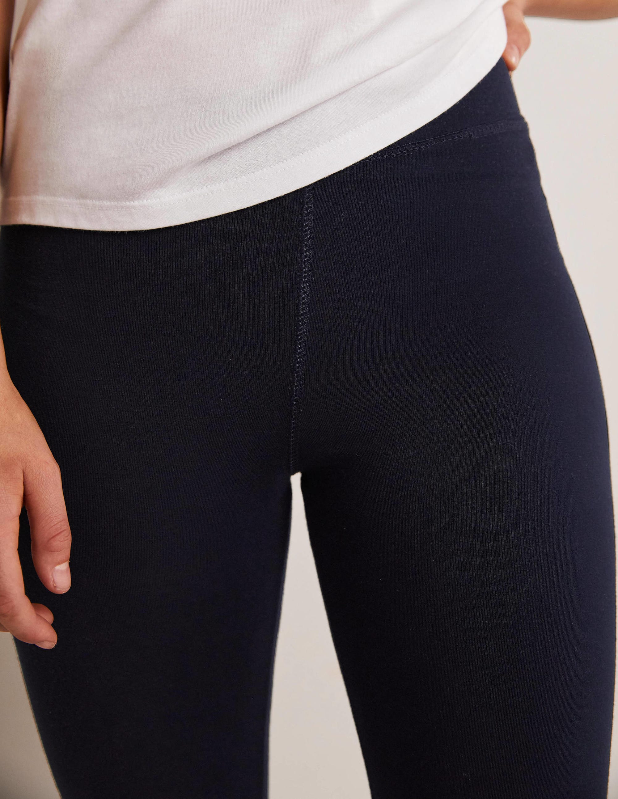 High Rise Crop Jersey Leggings-Navy - Image 6