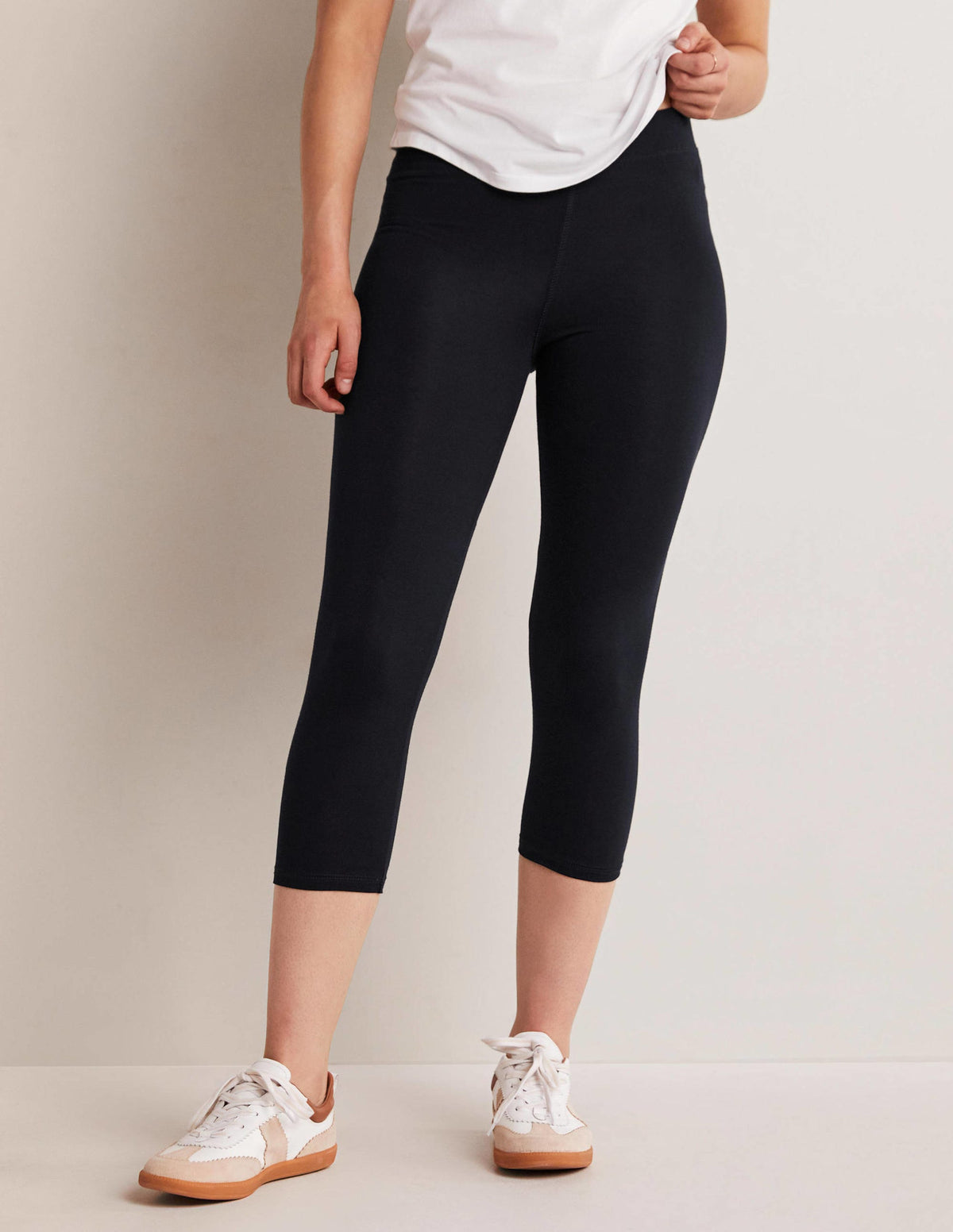 High Rise Crop Jersey Leggings-Navy - Image 4