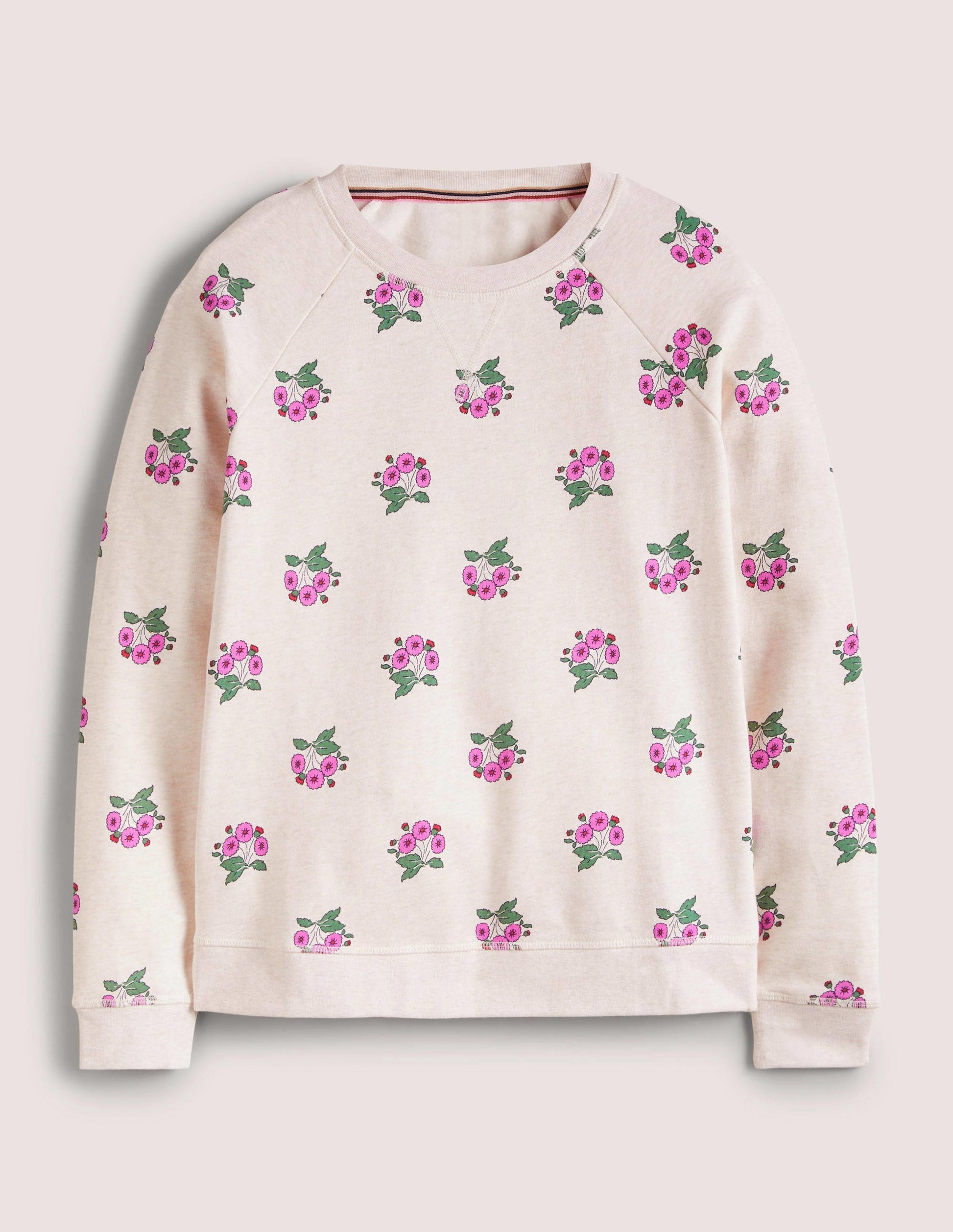 Printed Cotton Sweatshirt-Oatmeal, Wild Pansy-5