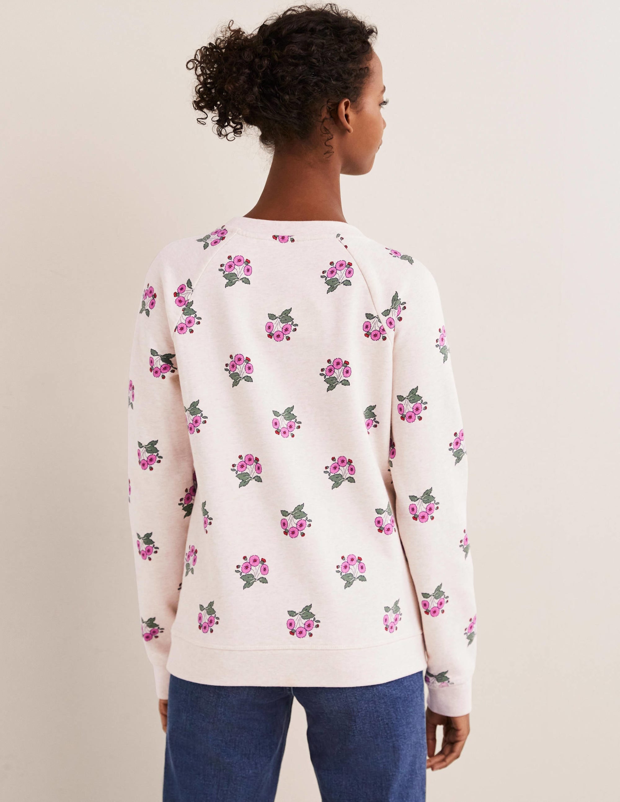 Printed Cotton Sweatshirt-Oatmeal, Wild Pansy - Image 3