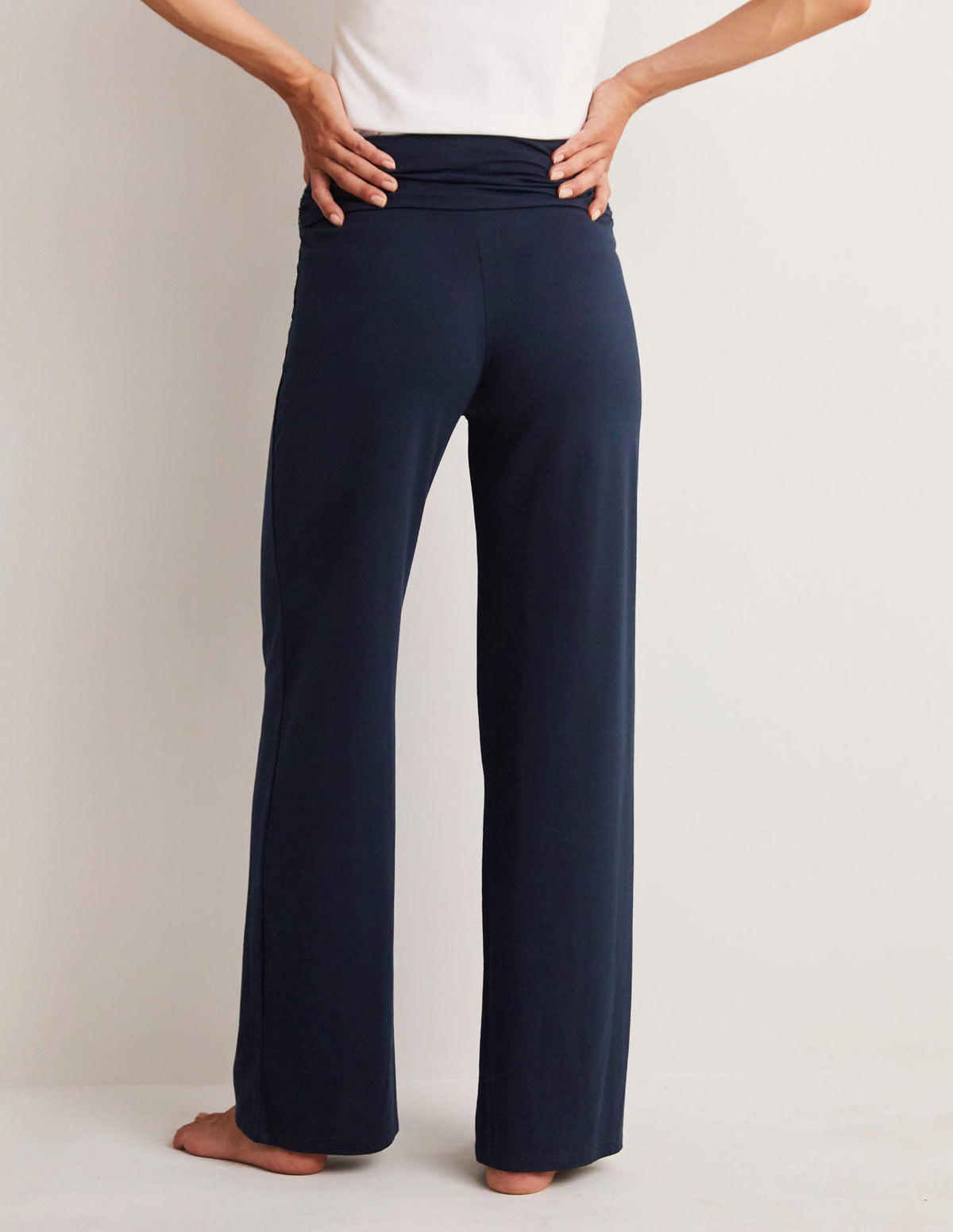 Wide Leg Jersey Pants-Navy-7