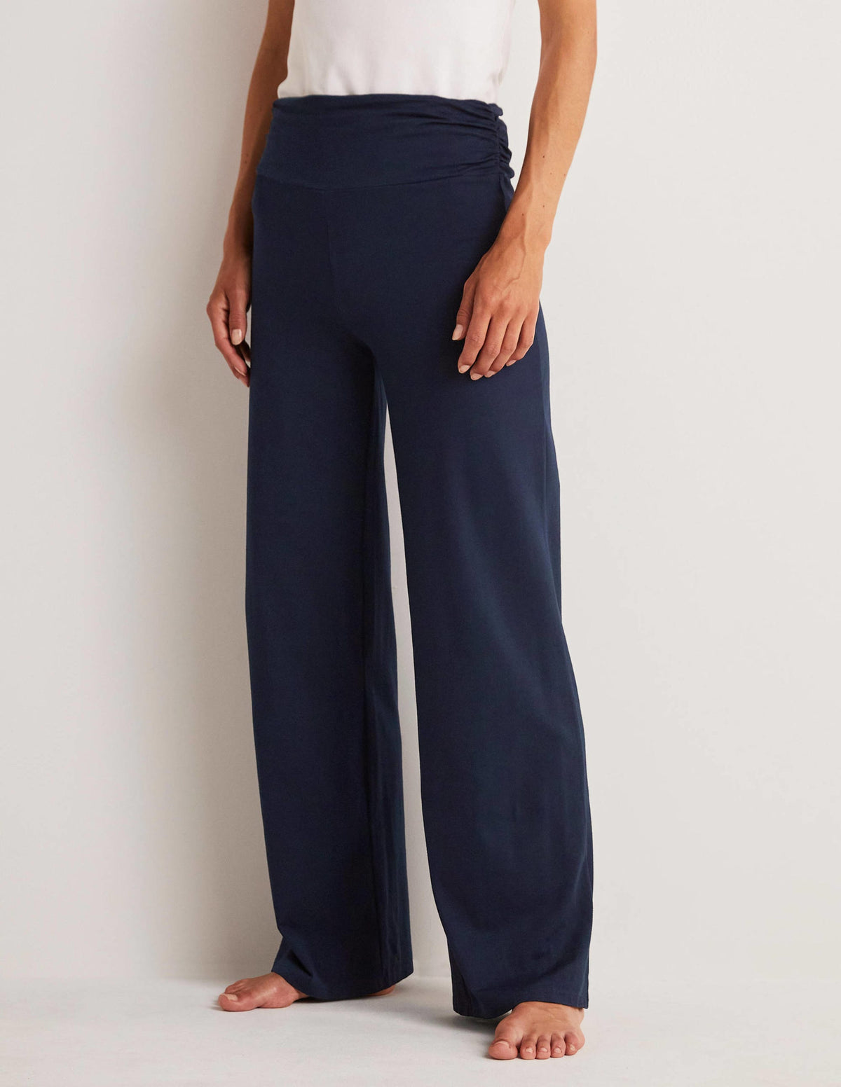 Wide Leg Jersey Pants-Navy - Image 8