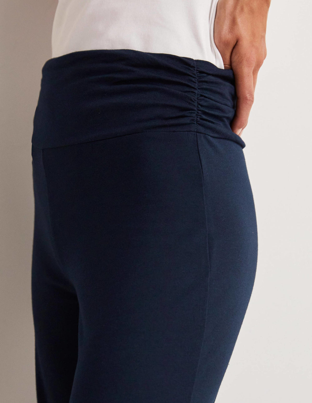 Wide Leg Jersey Pants-Navy - Image 2