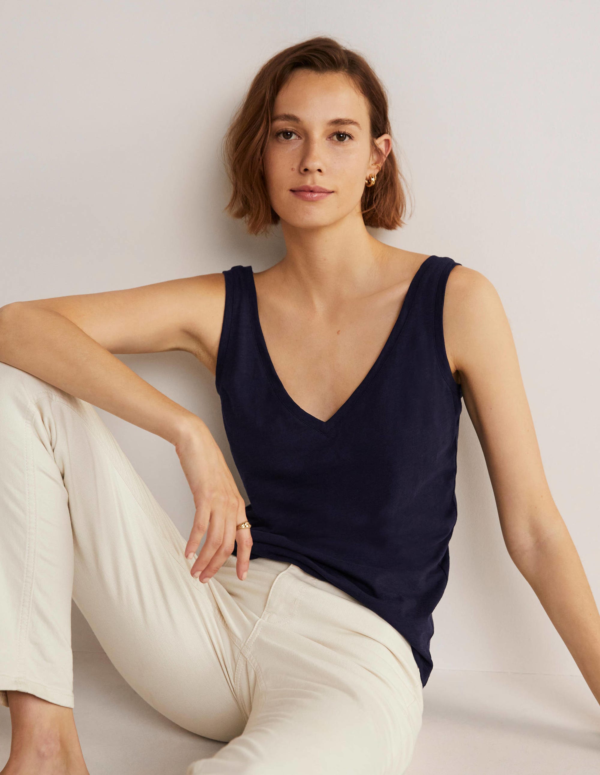 Cotton Tank Top-Navy - Image 5