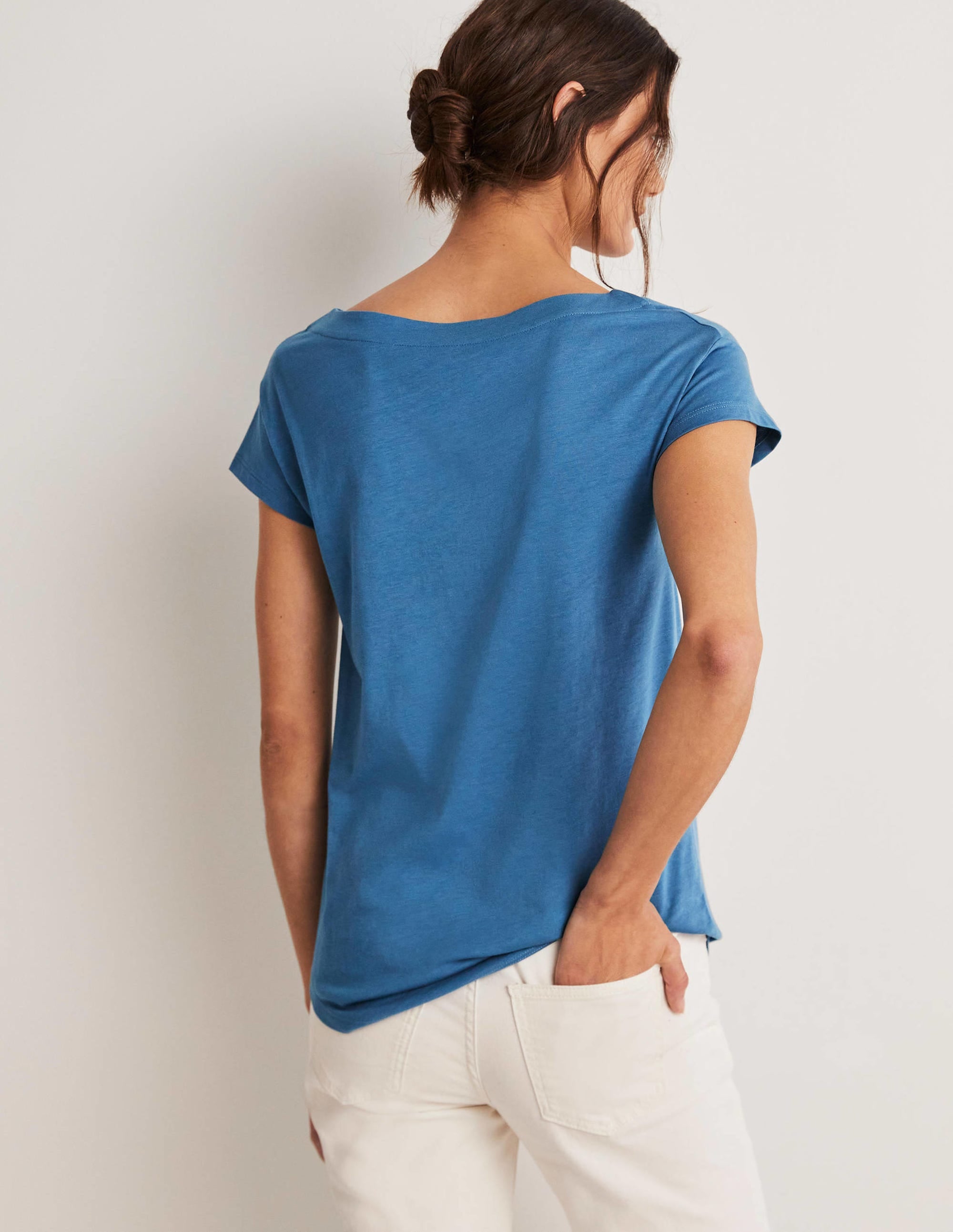 Supersoft Boat Neck T-Shirt-Azure - Image 7