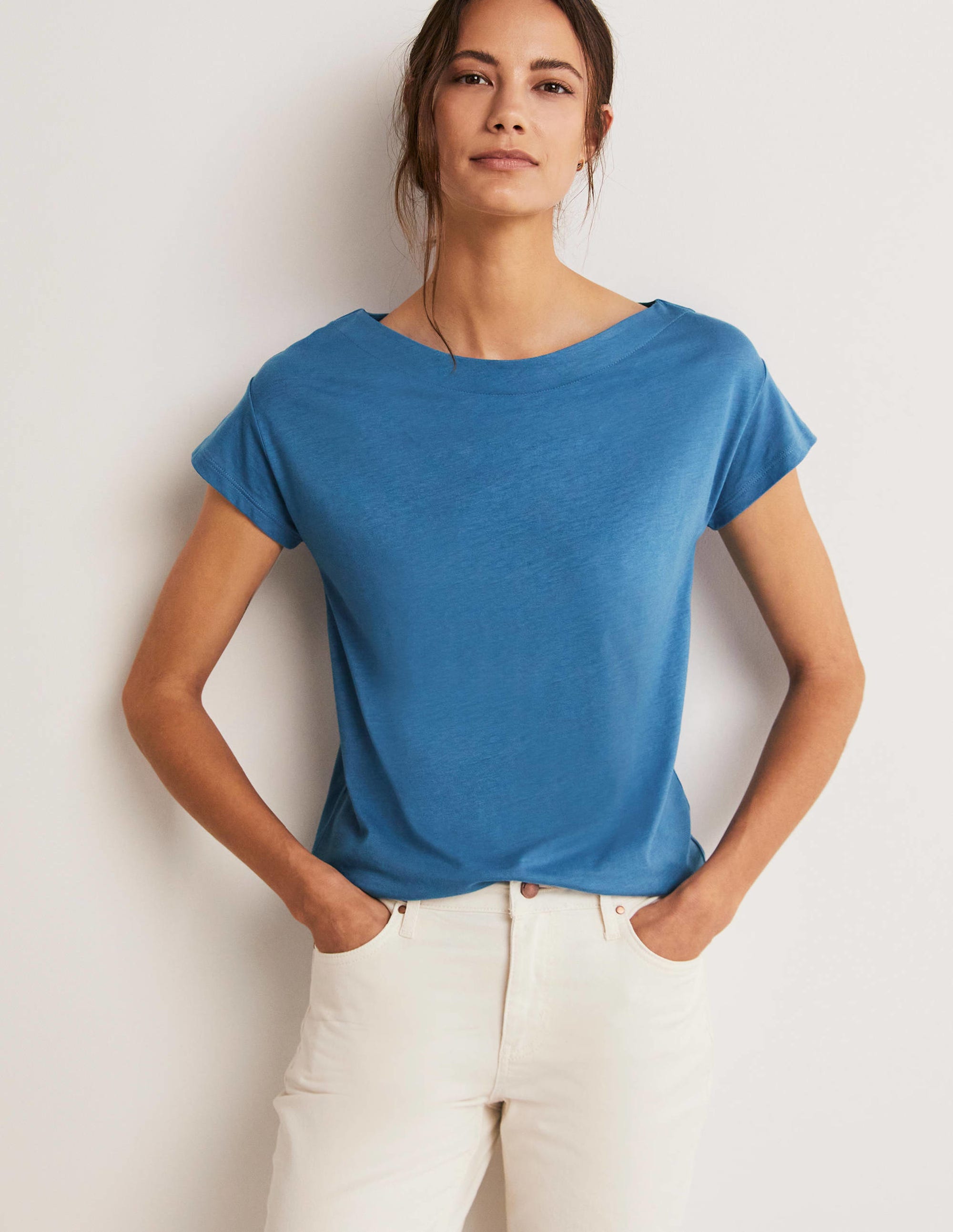 Supersoft Boat Neck T-Shirt-Azure - Image 8