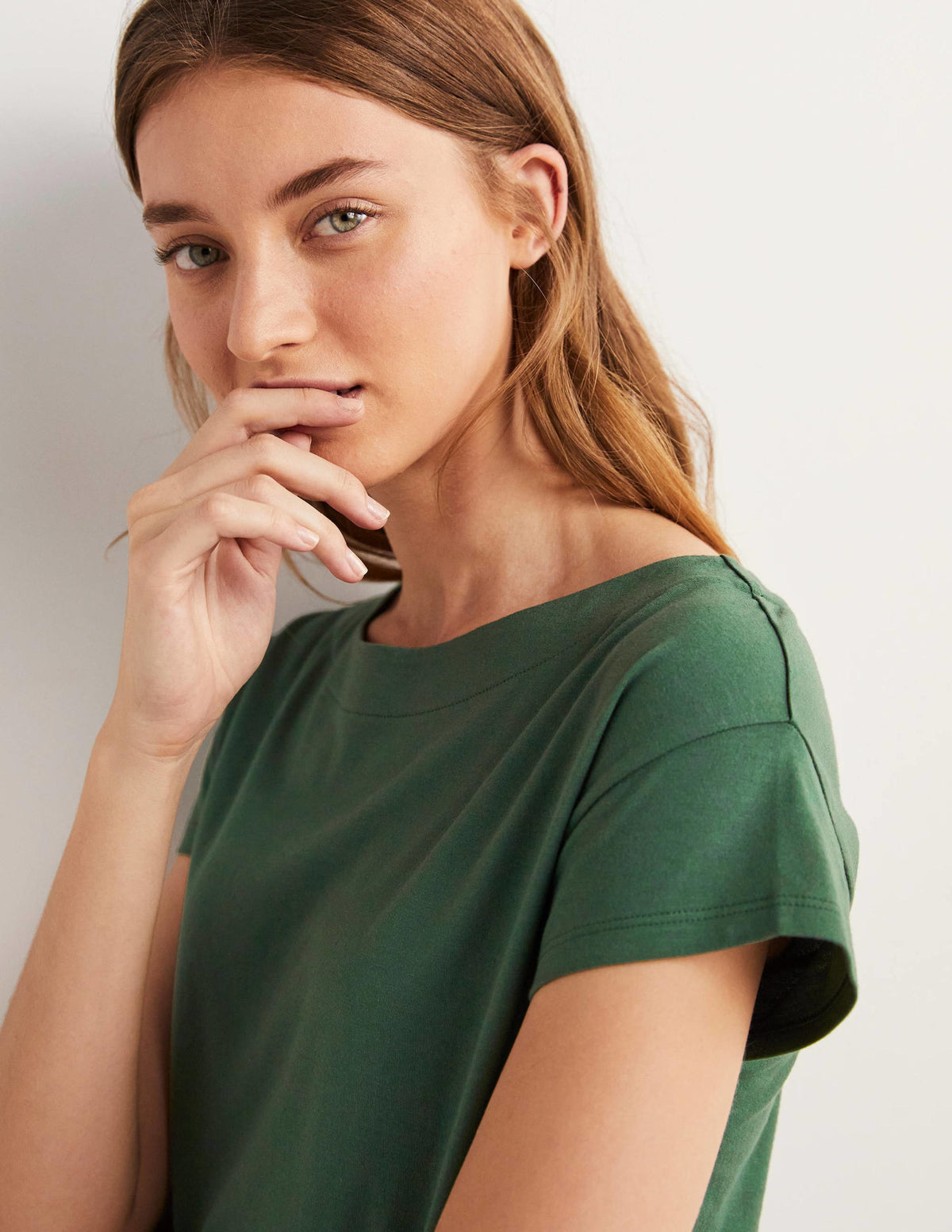 Supersoft Boat Neck T-Shirt-Trekking Green - Image 2