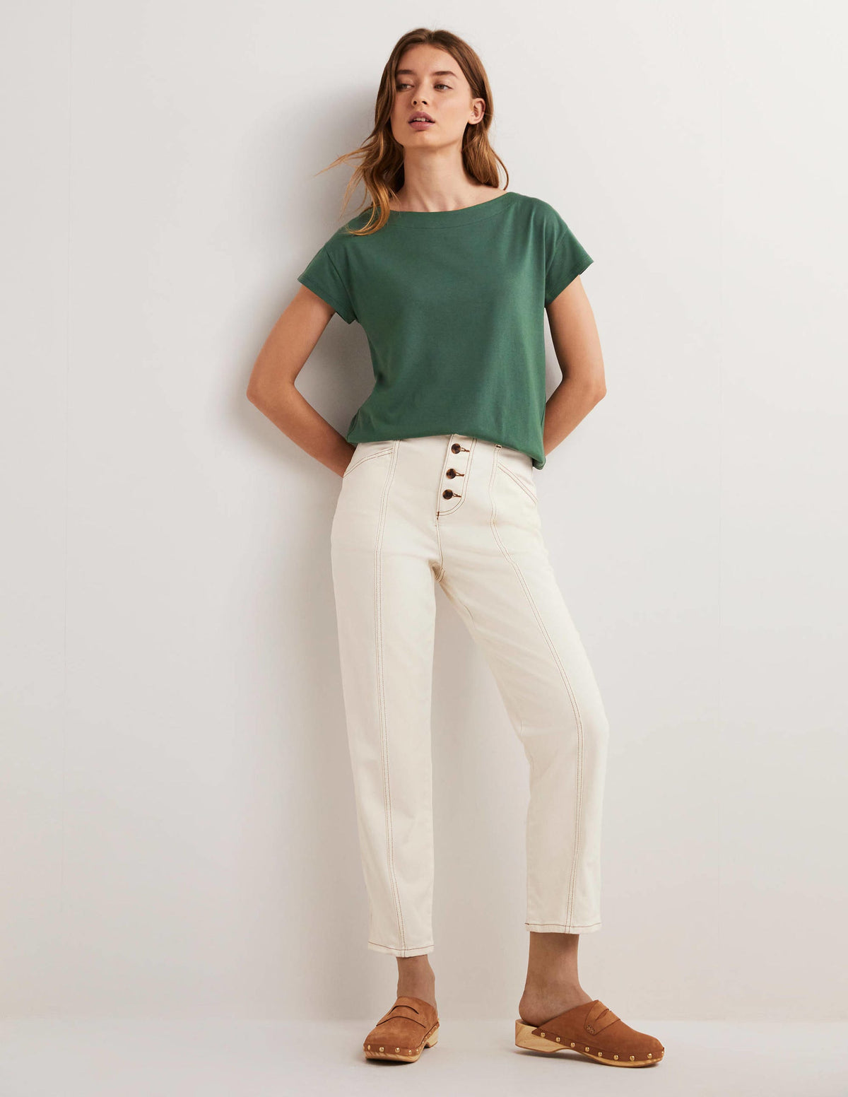 Supersoft Boat Neck T-Shirt-Trekking Green - Image 4