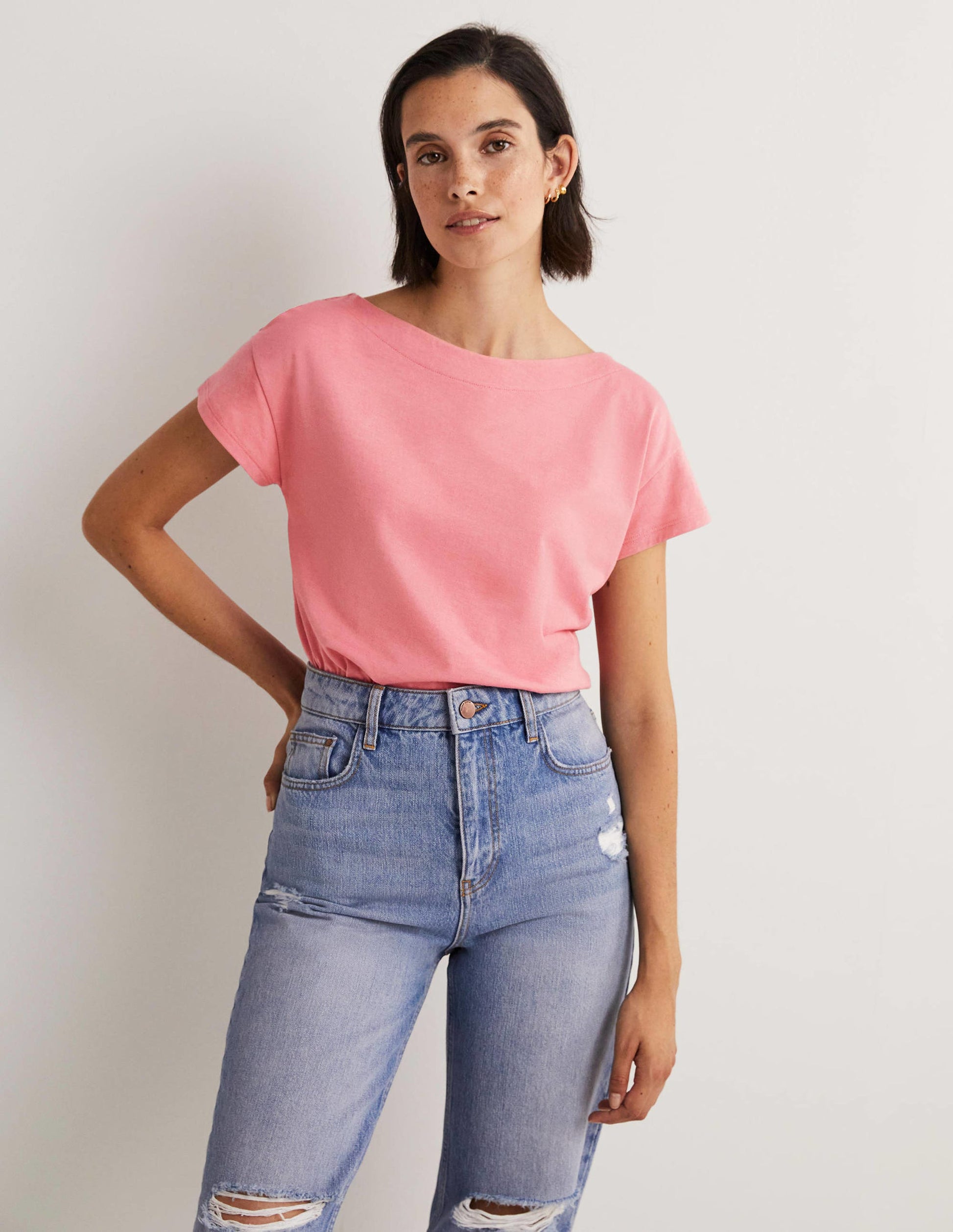Supersoft Boat Neck T-Shirt-Wild Rose-1