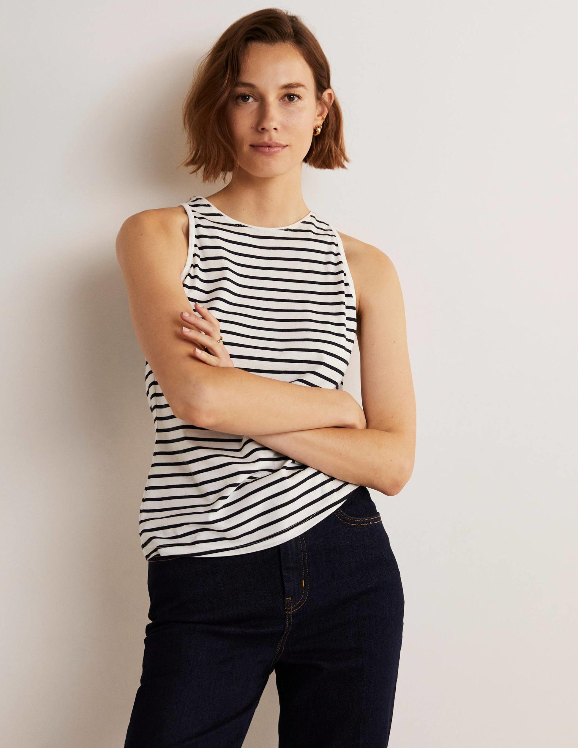 Supersoft Vest-Ivory / Navy Stripe-5