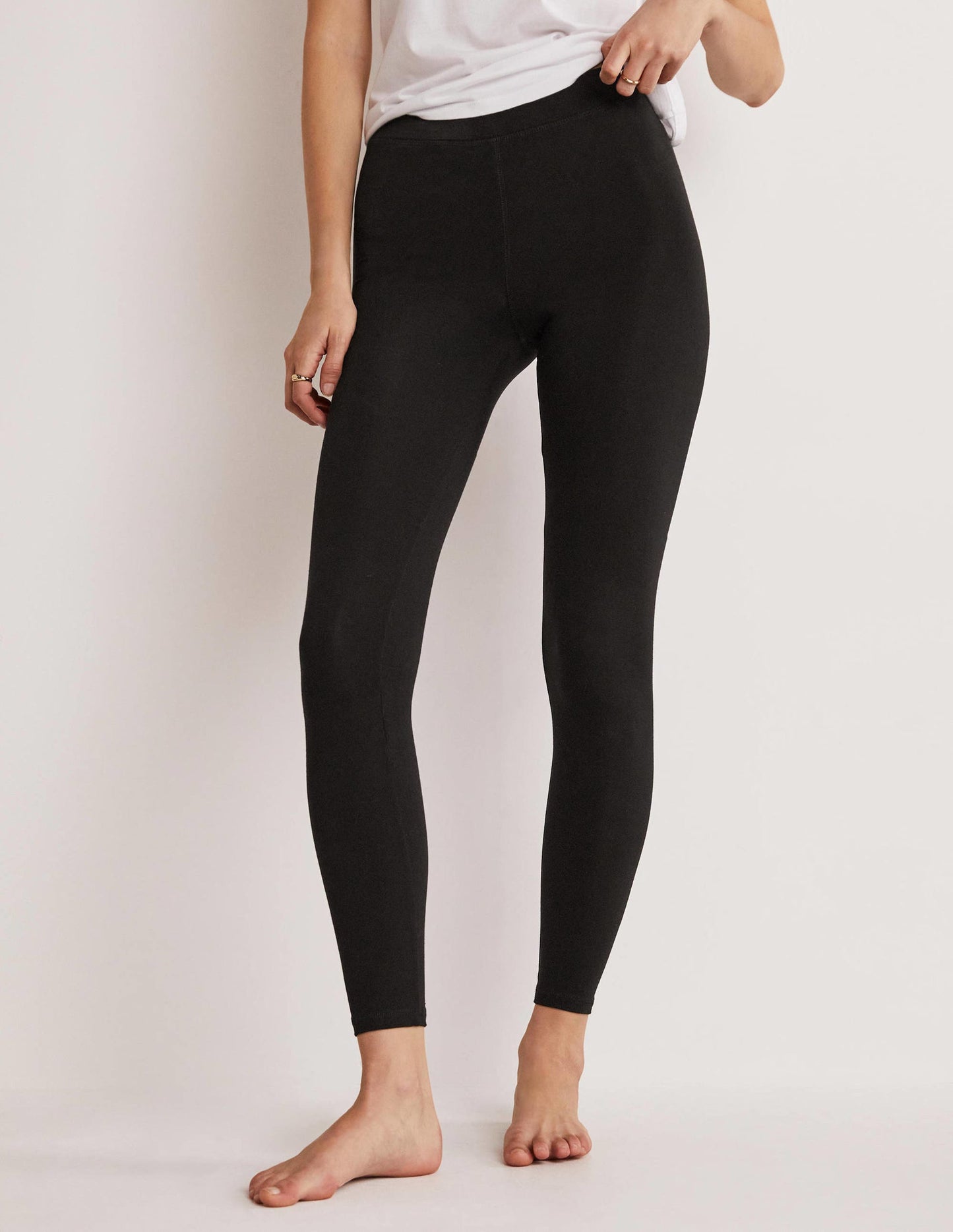 High Rise Jersey Leggings-Black