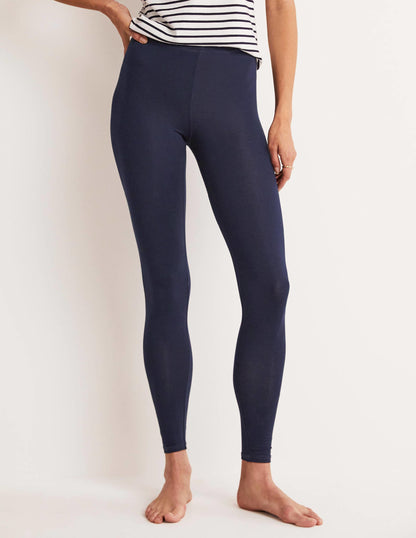 High Rise Jersey Leggings-Navy