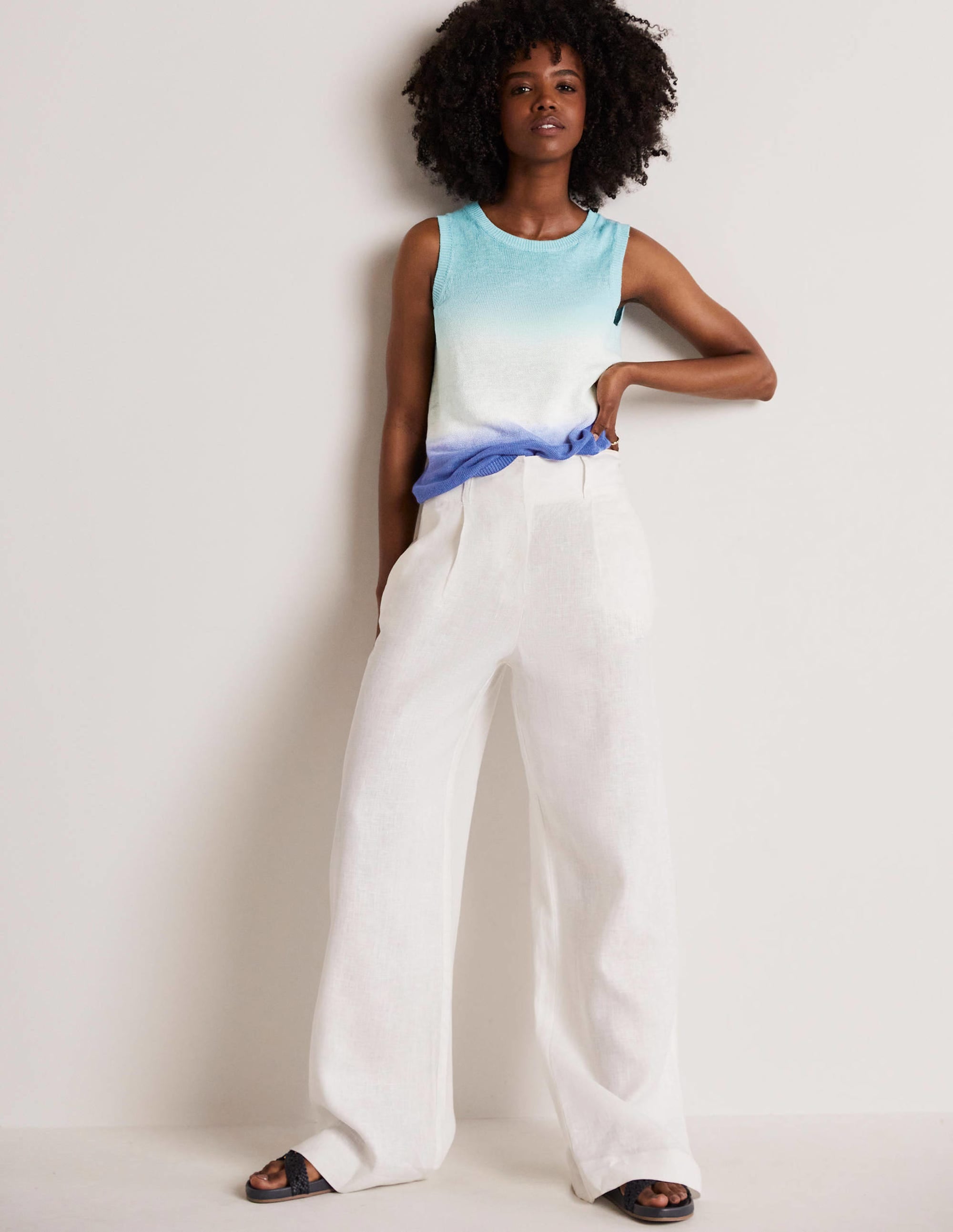 Dip-Dye Linen Tank-Blues Ombre - Image 10