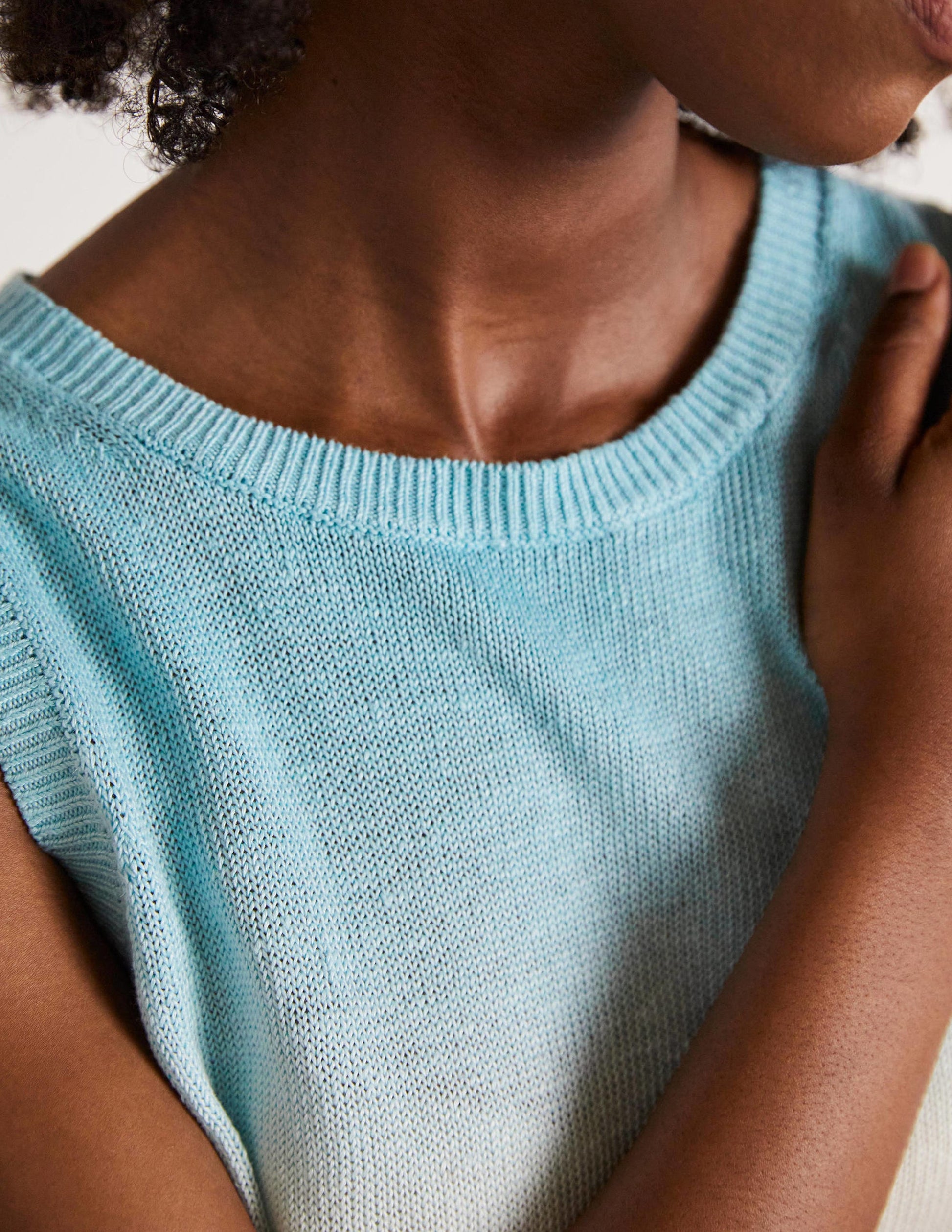 Dip-Dye Linen Tank-Blues Ombre-2