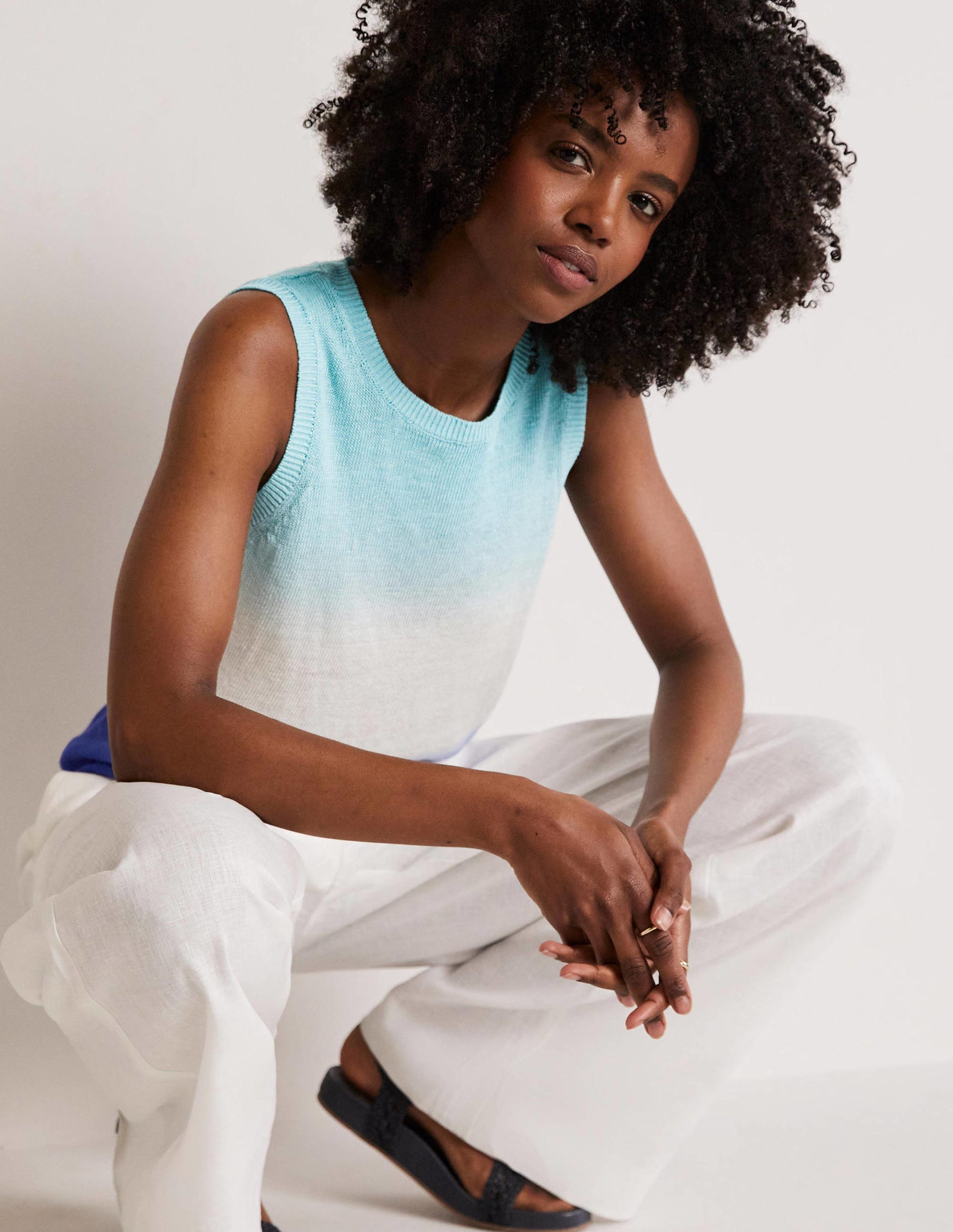 Dip-Dye Linen Tank-Blues Ombre-6