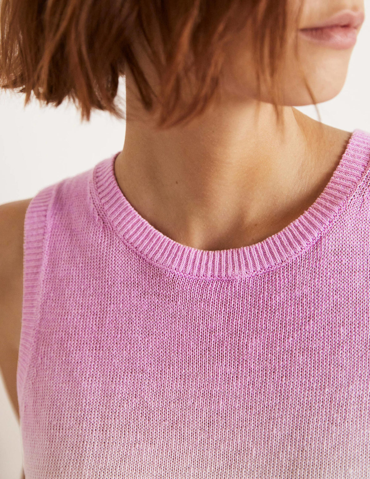Dip-Dye Linen Tank-Firecracker/ Bon Bon Ombre - Image 7