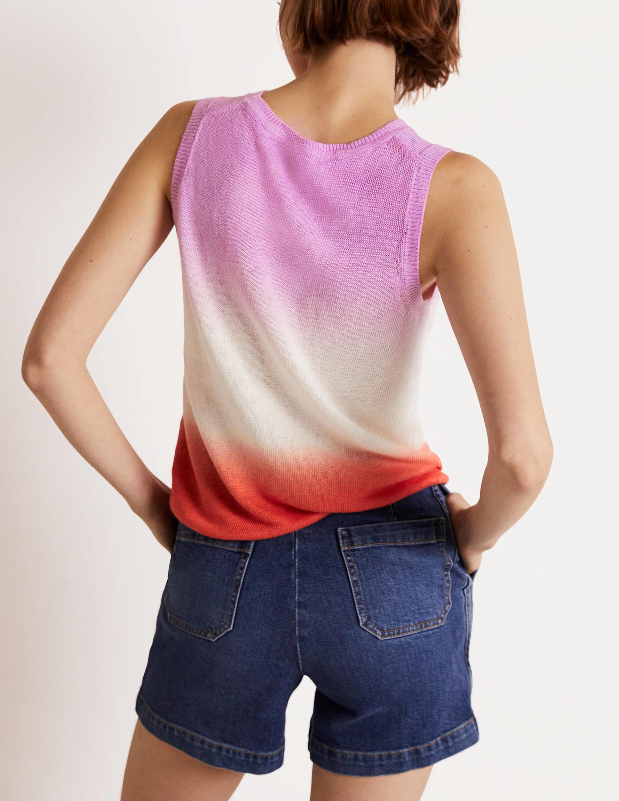 Dip-Dye Linen Tank-Firecracker/ Bon Bon Ombre - Image 3