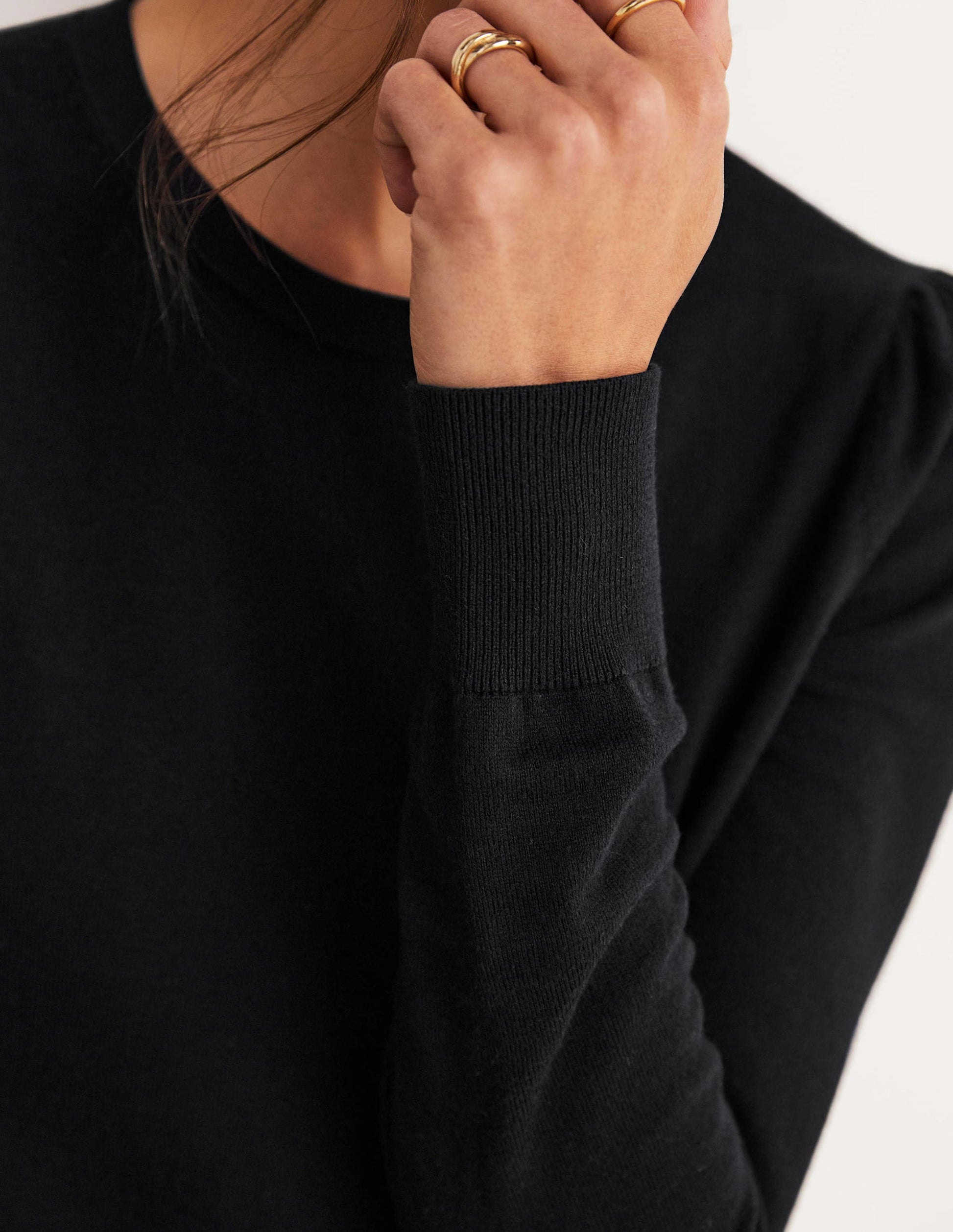Cotton Crew Neck Sweater-Black-6