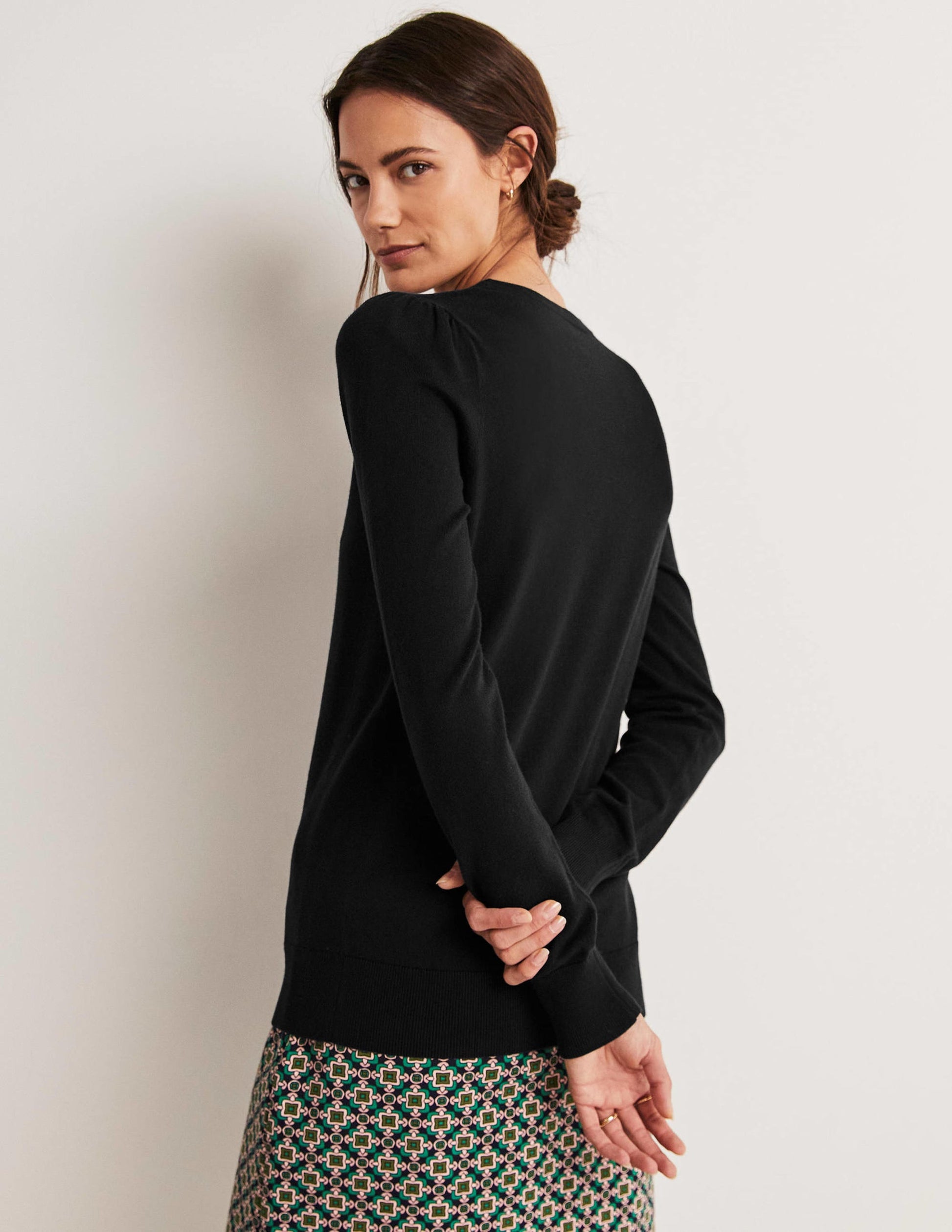 Cotton Crew Neck Sweater-Black-7