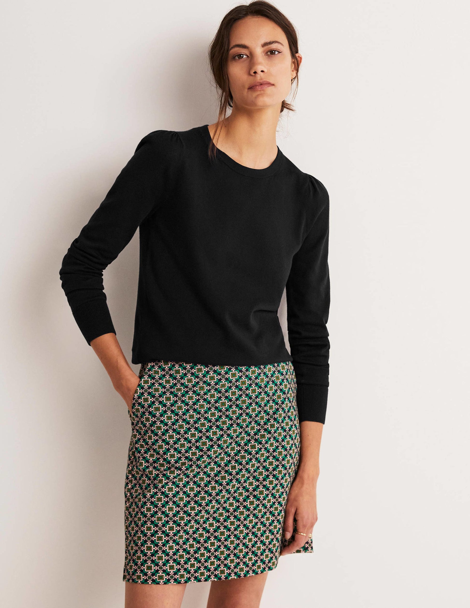 Cotton Crew Neck Sweater-Black-8