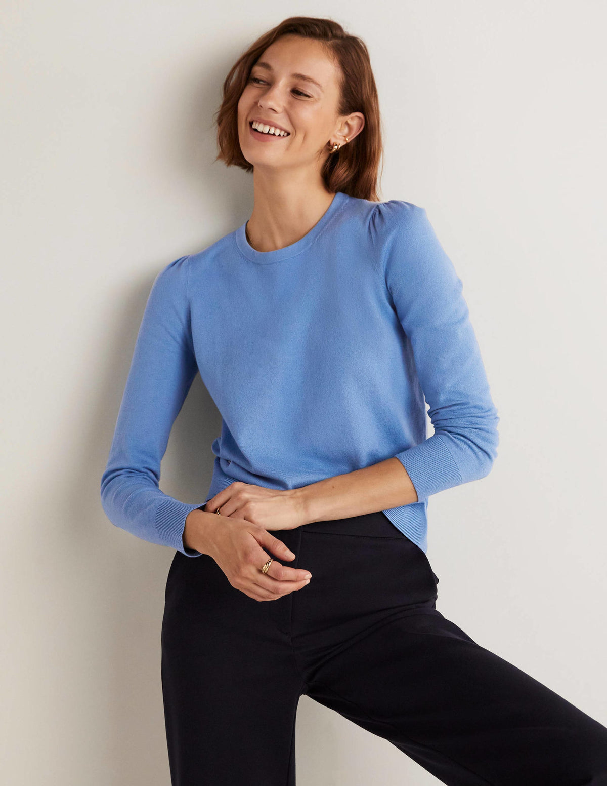 Cotton Crew Neck Sweater-Riviera Blue - Image 1