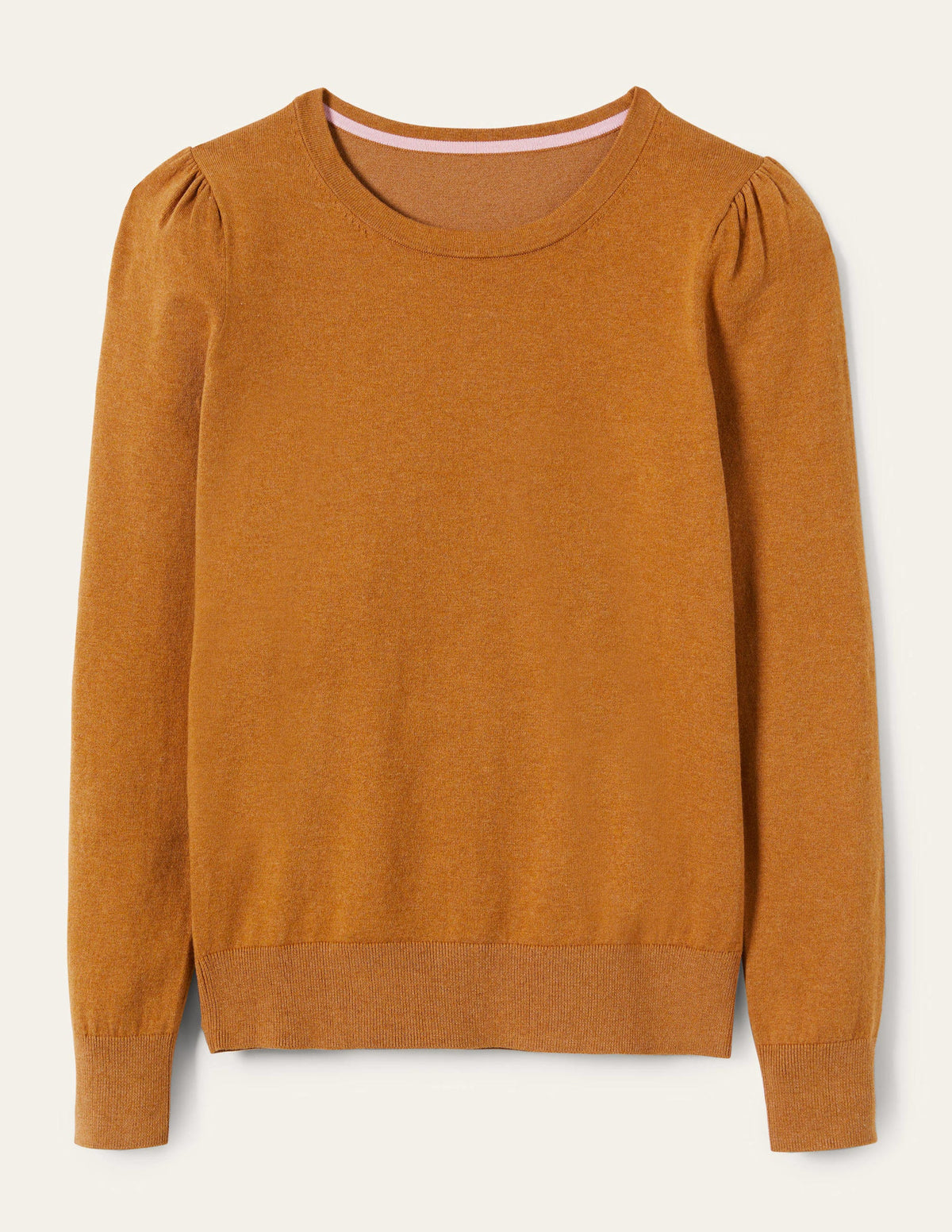 Cotton Crew Neck Sweater-Butterscotch Brown Melange - Image 9