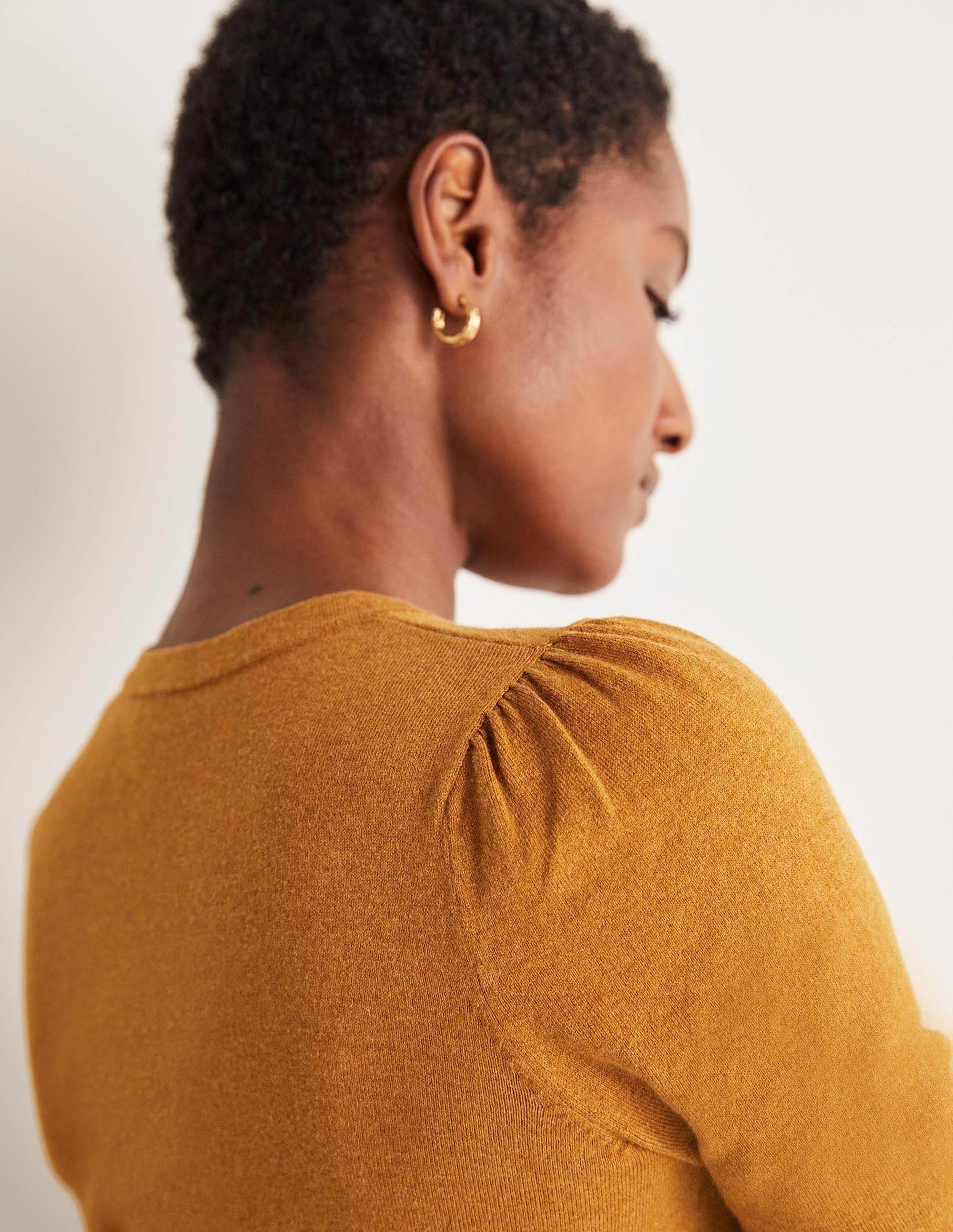 Cotton Crew Neck Sweater-Butterscotch Brown Melange - Image 2